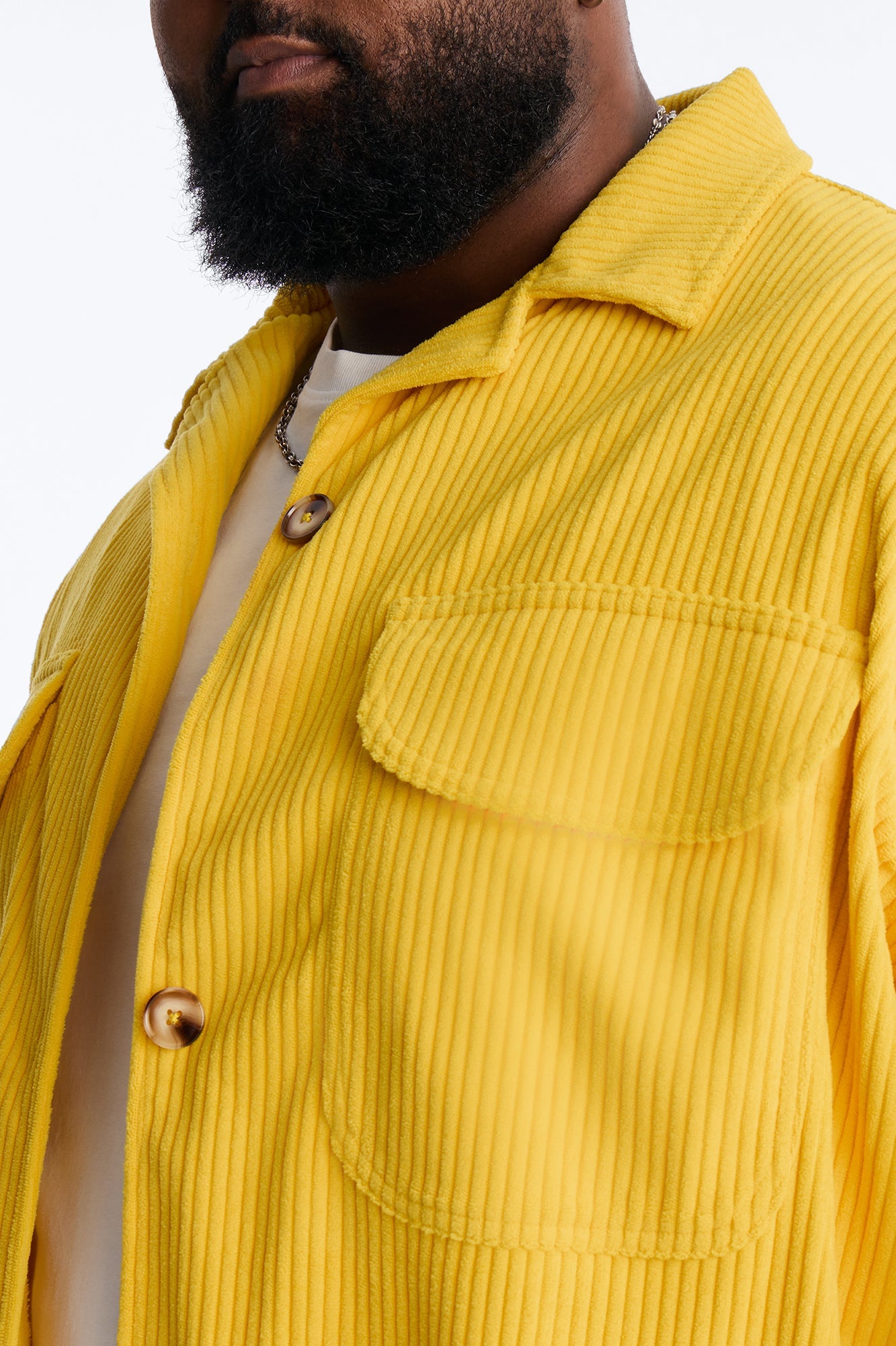 Ultra Oversized Corduroy Button Up Shirt - Yellow Fashion Nova