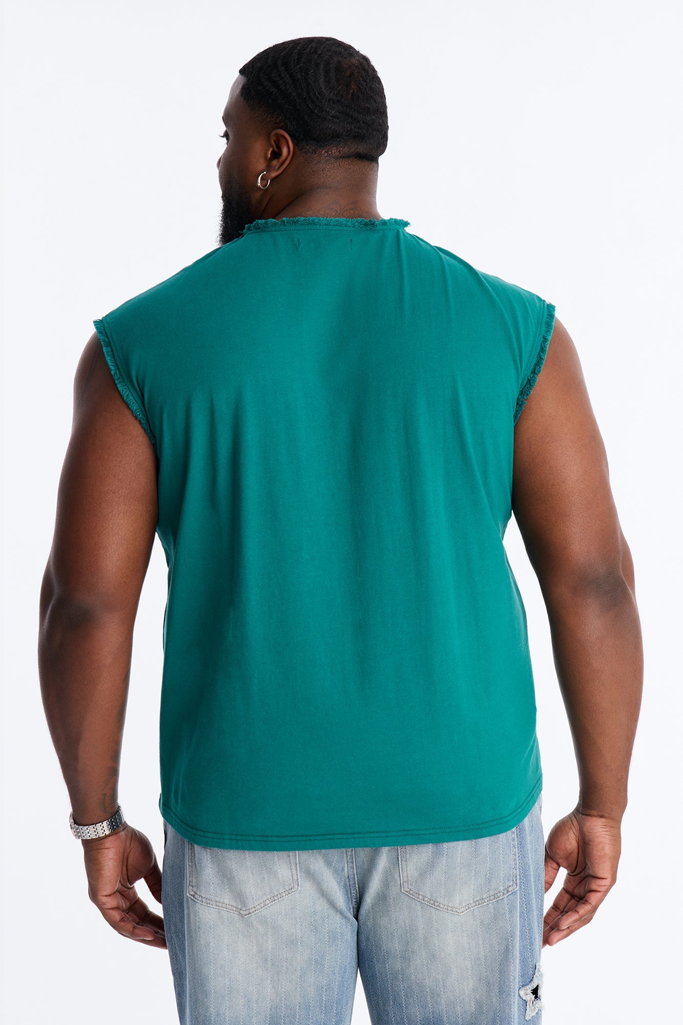 Relaxed Raw Edge Muscle Tee - Hunter Green Fashion Nova