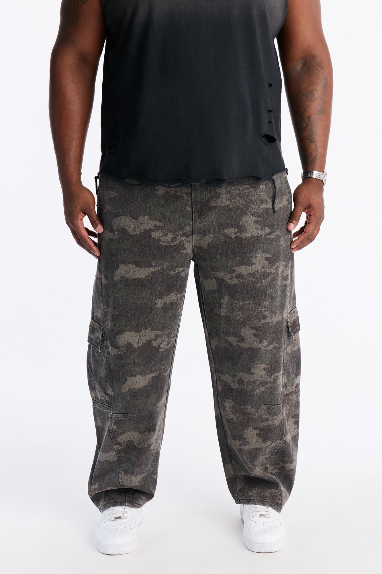 Combat Seams Barrel Jeans - Camouflage Fashion Nova