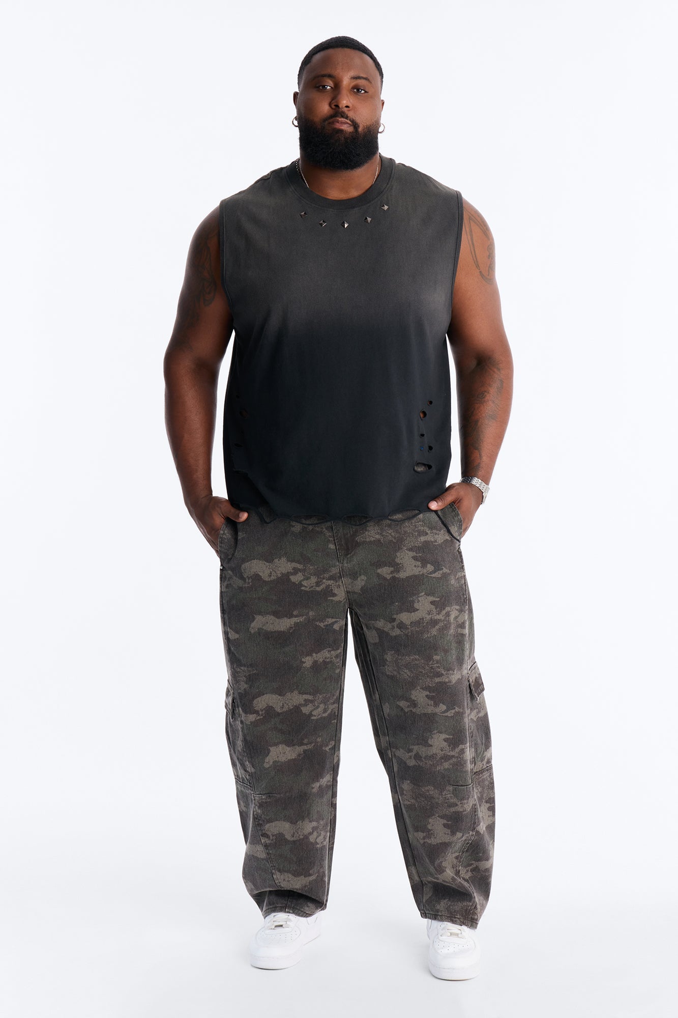 Combat Seams Barrel Jeans - Camouflage Fashion Nova