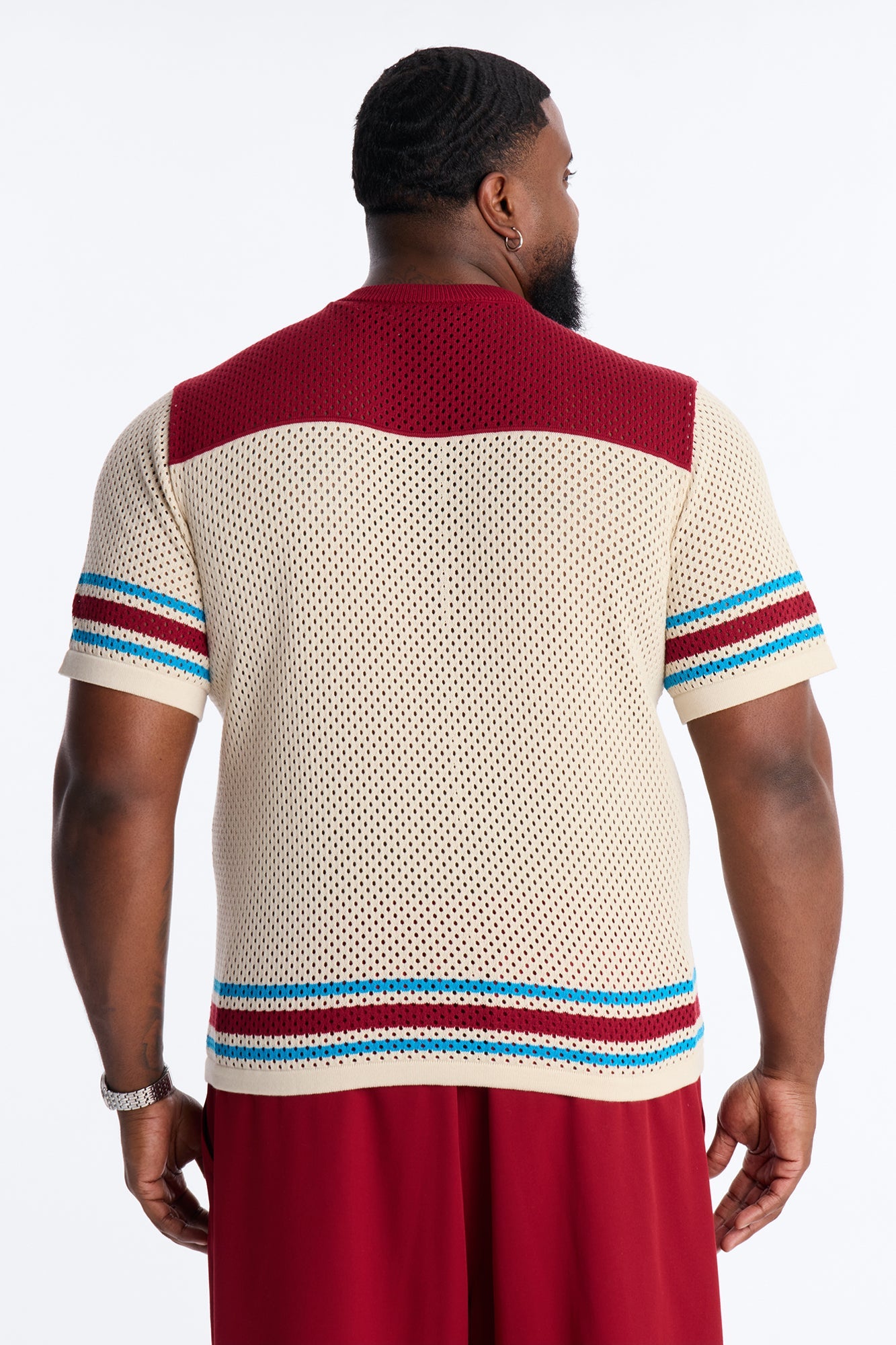 33 Striped Short Sleeve Jersey - Burgundy/combo Fashion Nova