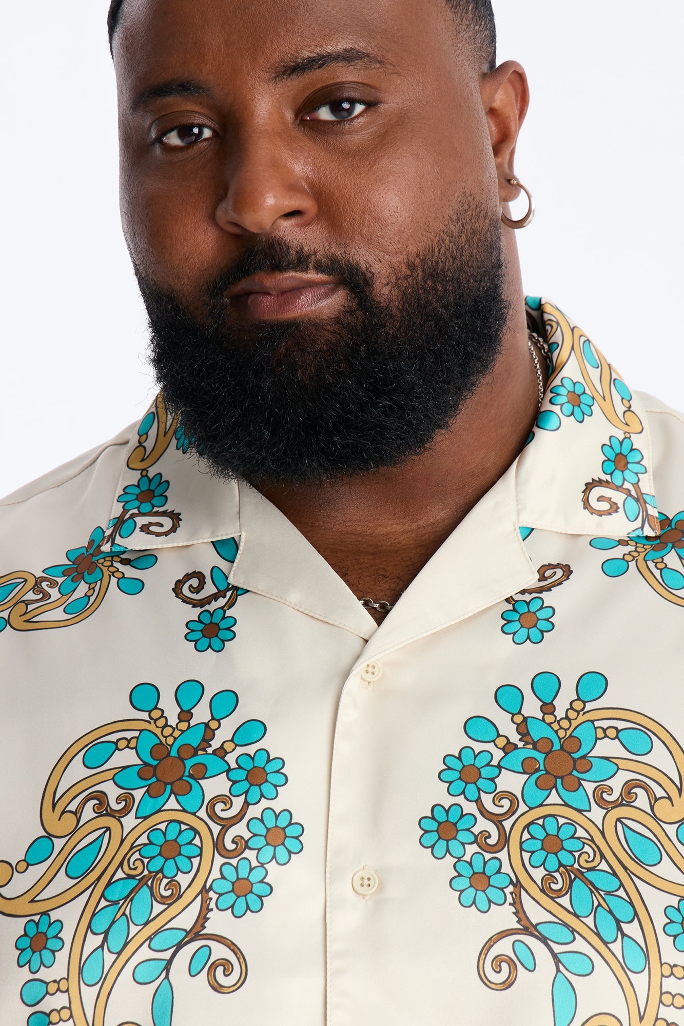 Santorini Cuban Collar Button Up Shirt - Natural Fashion Nova