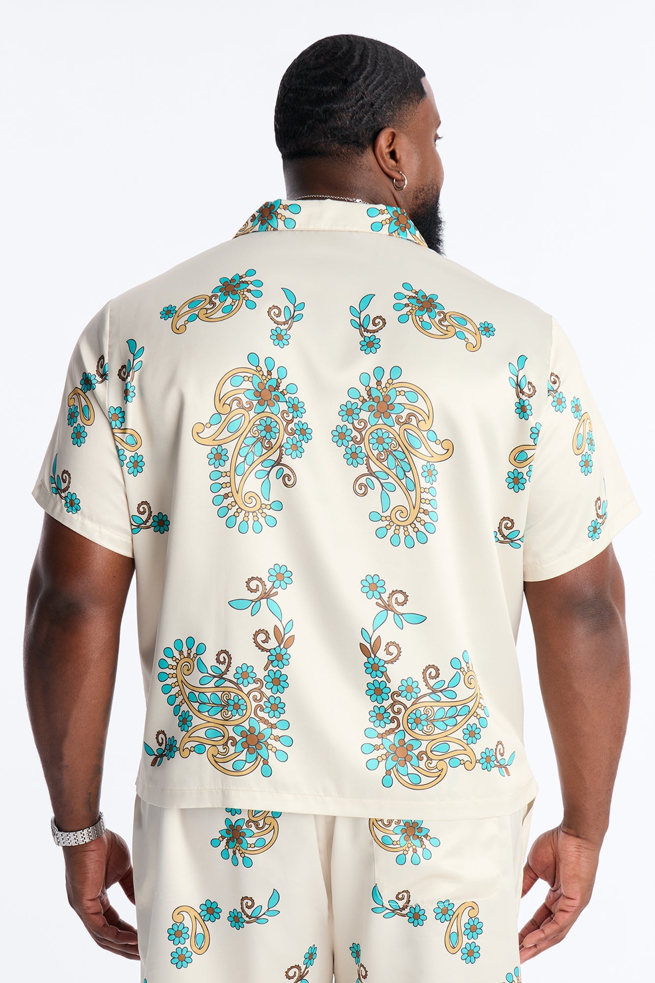 Santorini Cuban Collar Button Up Shirt - Natural Fashion Nova