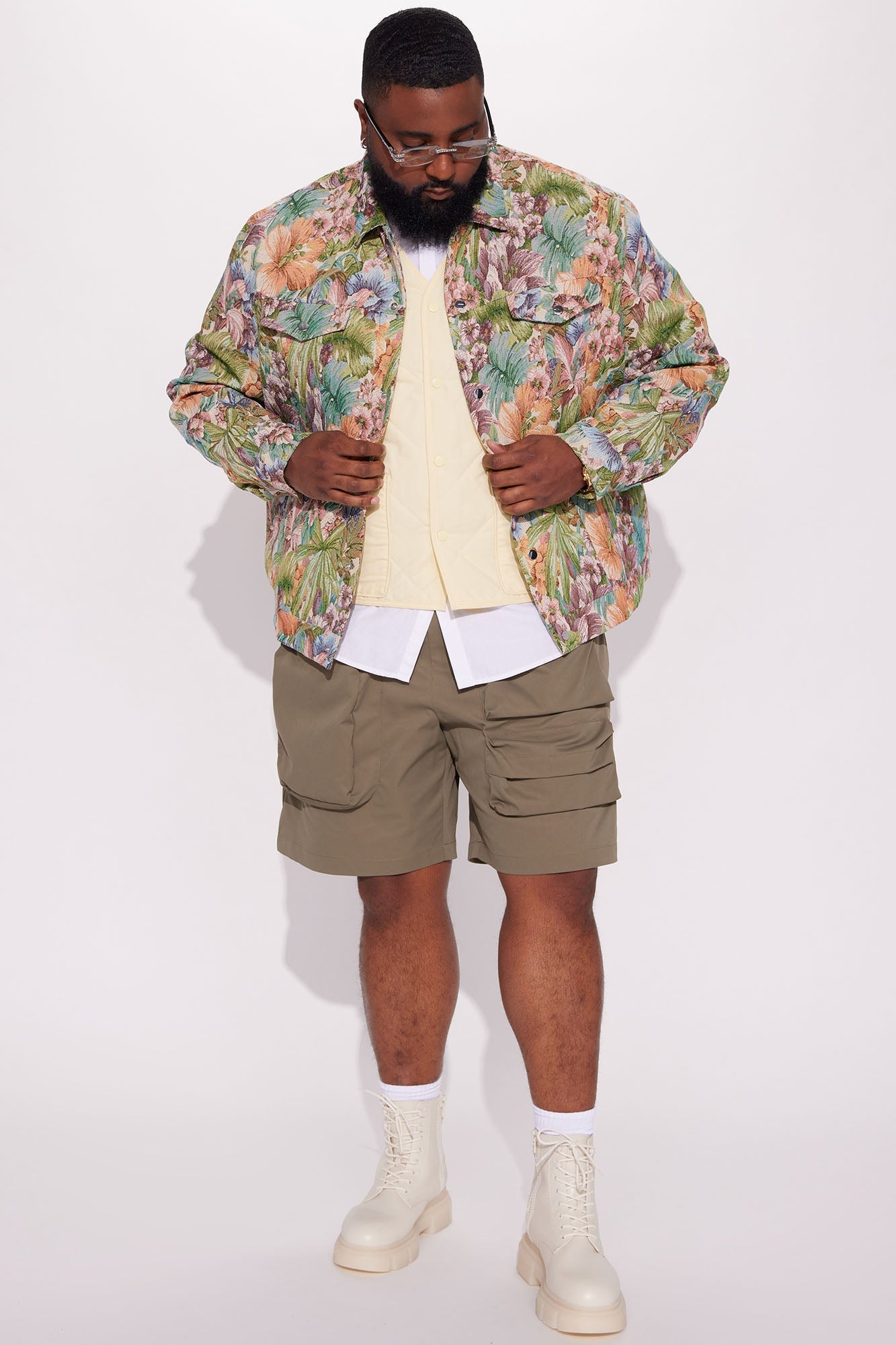 All You Need Is Tapestry Trucker Jacket - Green/combo Fashion Nova