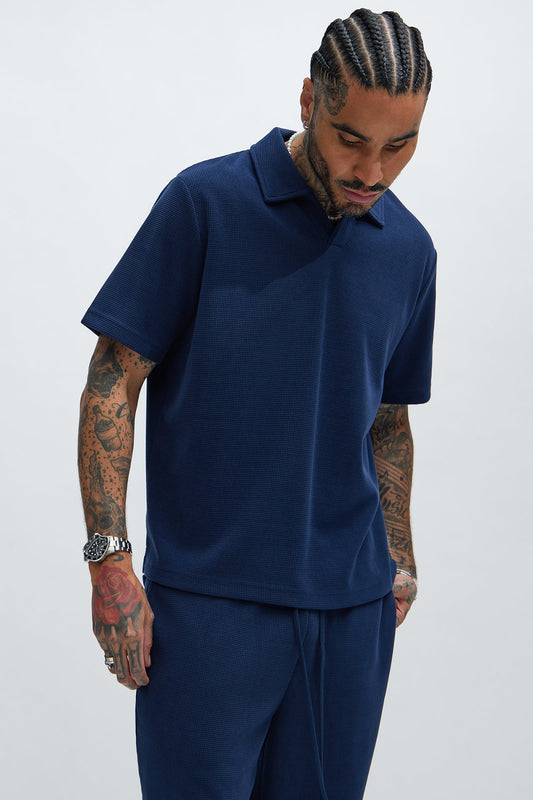 Cairo Textured Polo - Navy Fashion Nova