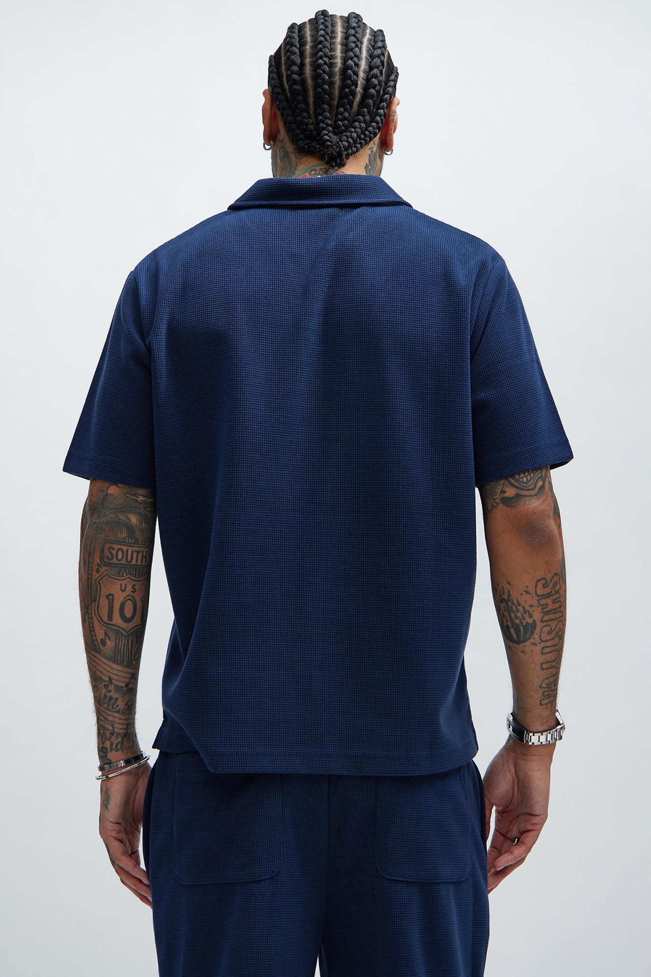 Cairo Textured Polo - Navy Fashion Nova