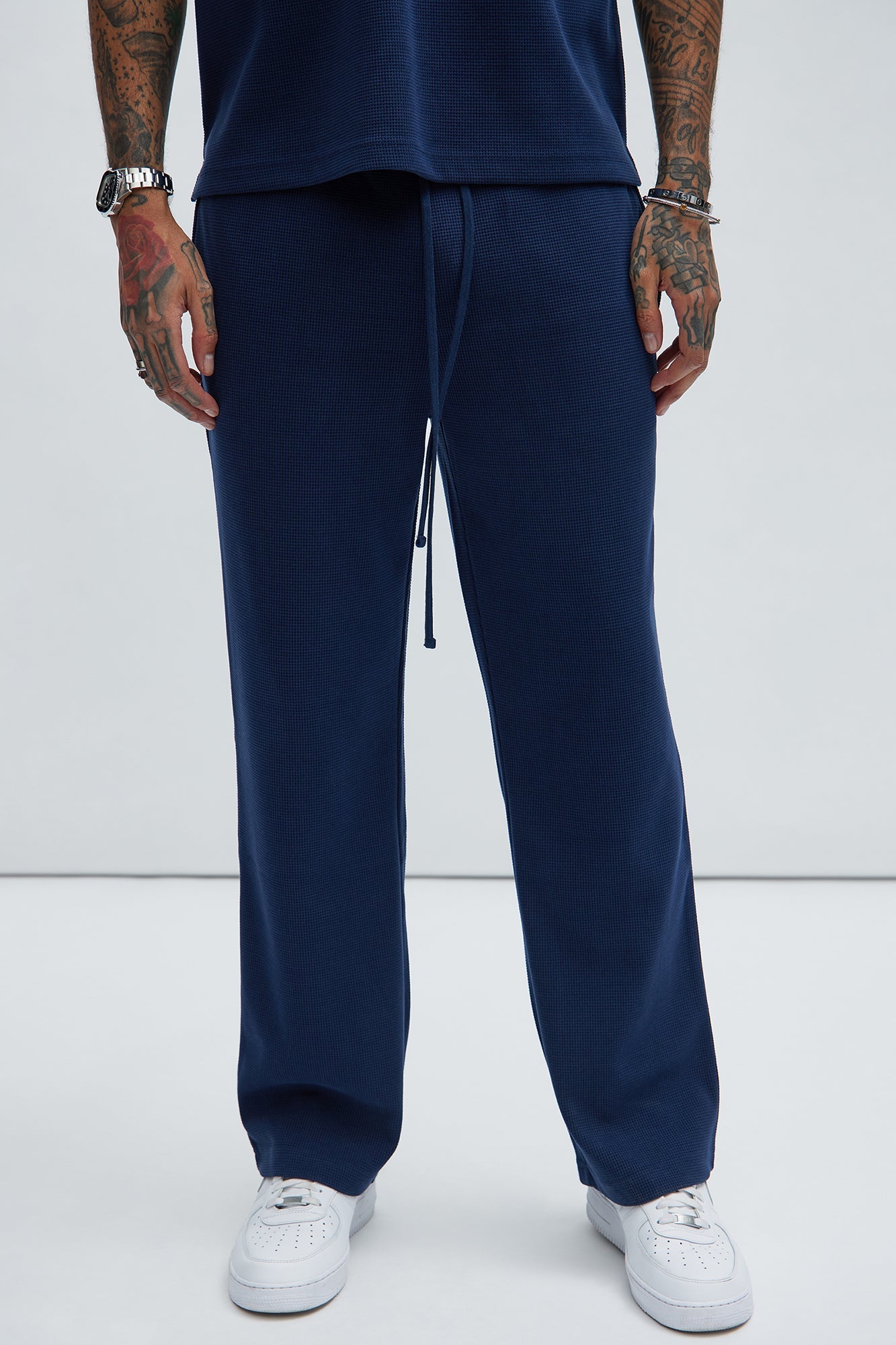 Cairo Textured Straight Pants - Navy Fashion Nova