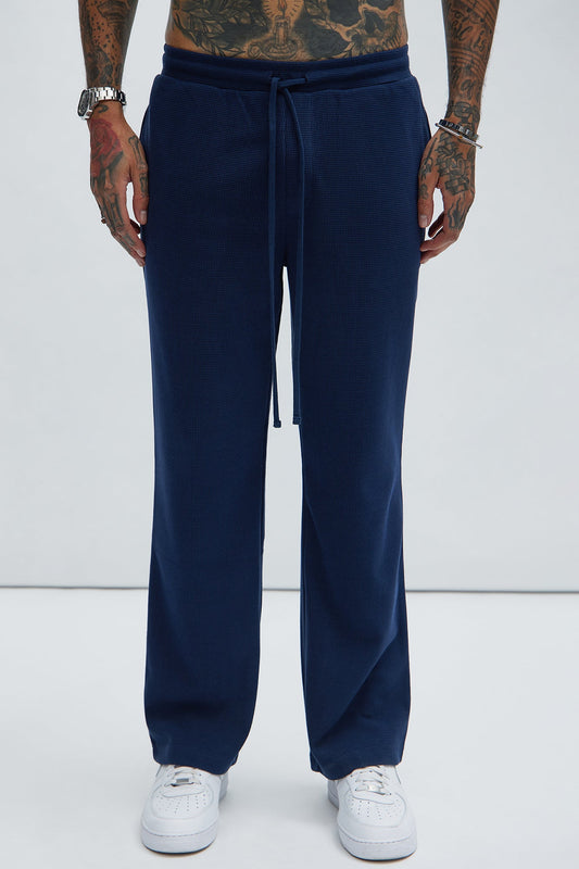 Cairo Textured Straight Pants - Navy Fashion Nova