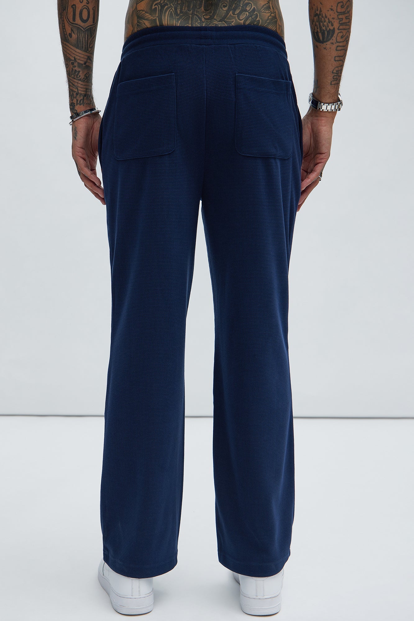 Cairo Textured Straight Pants - Navy Fashion Nova