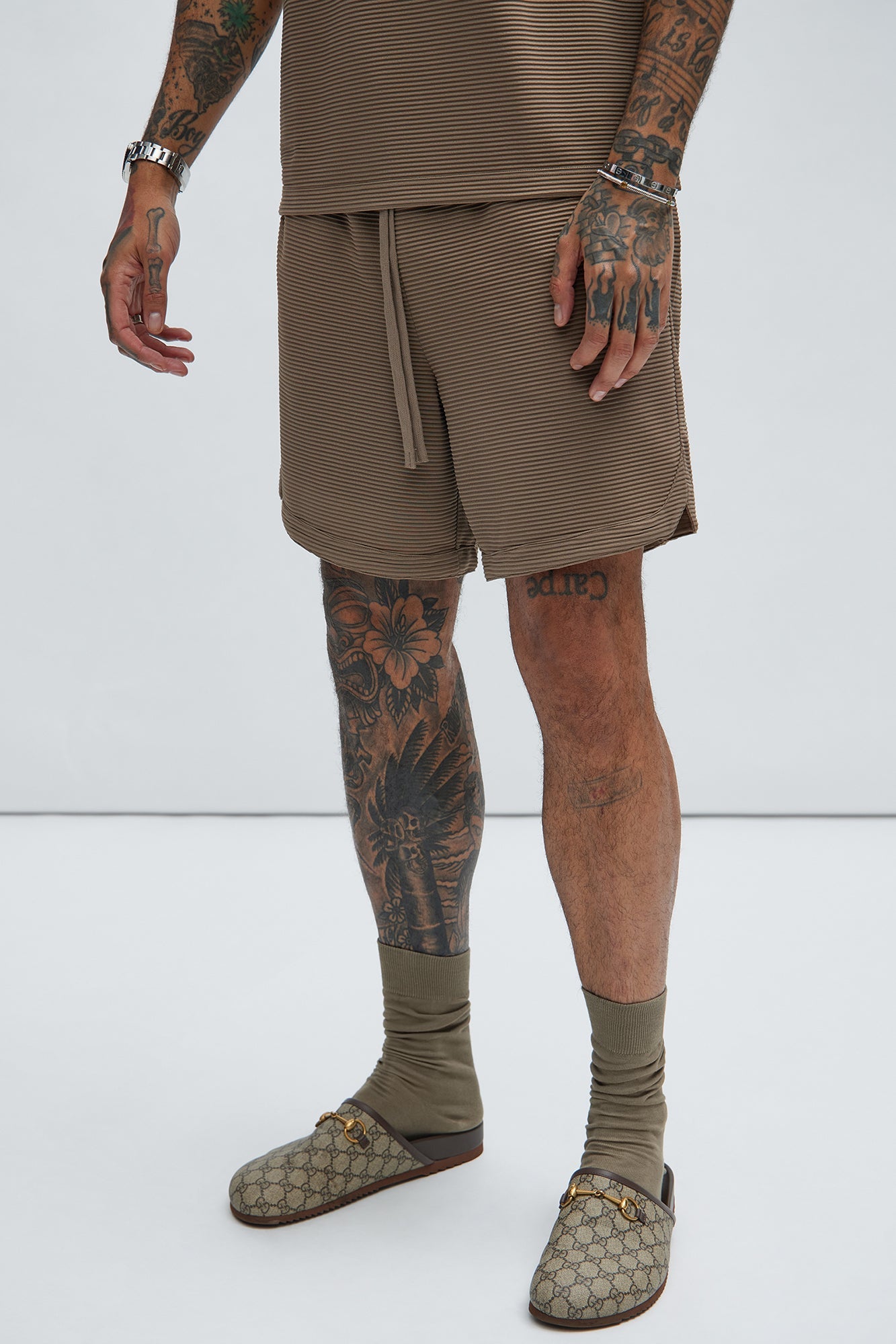 Zyler Textured Shorts - Taupe Fashion Nova