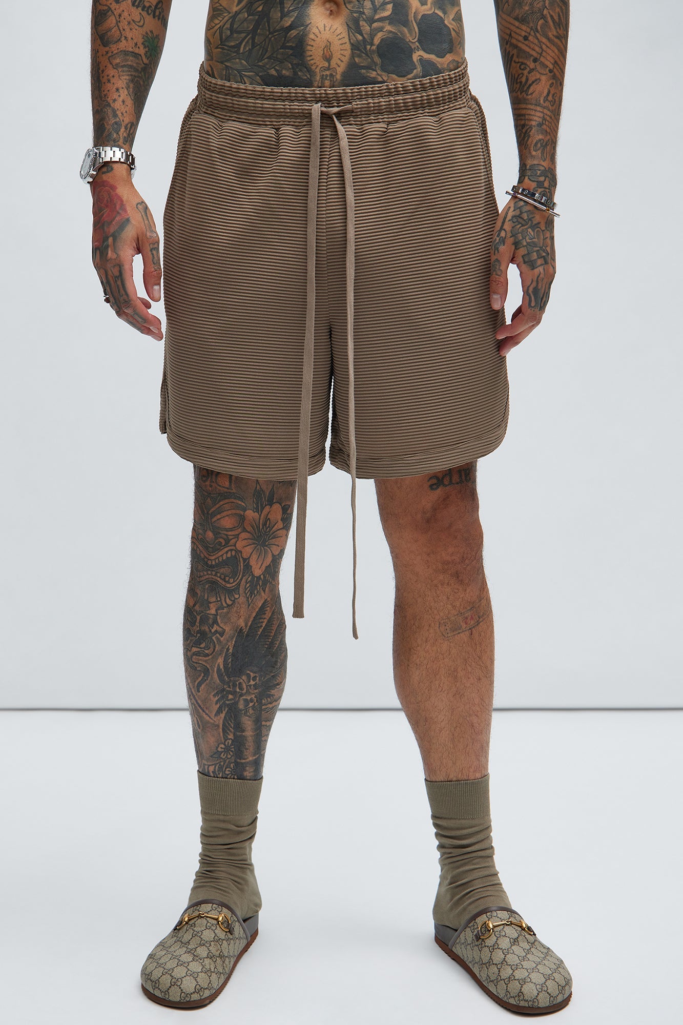 Zyler Textured Shorts - Taupe Fashion Nova