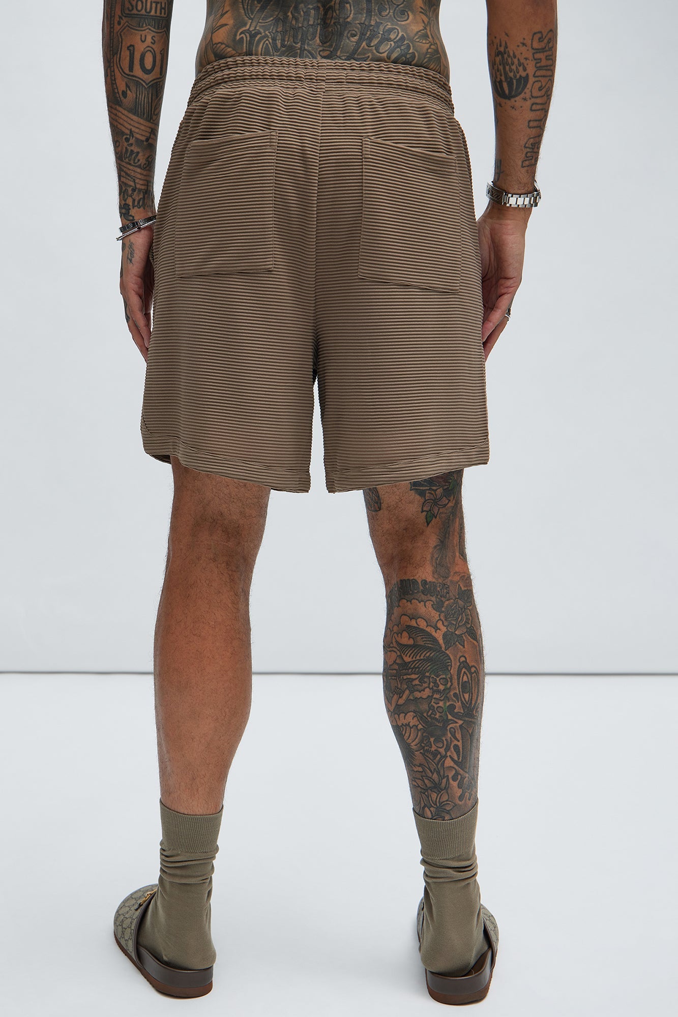 Zyler Textured Shorts - Taupe Fashion Nova