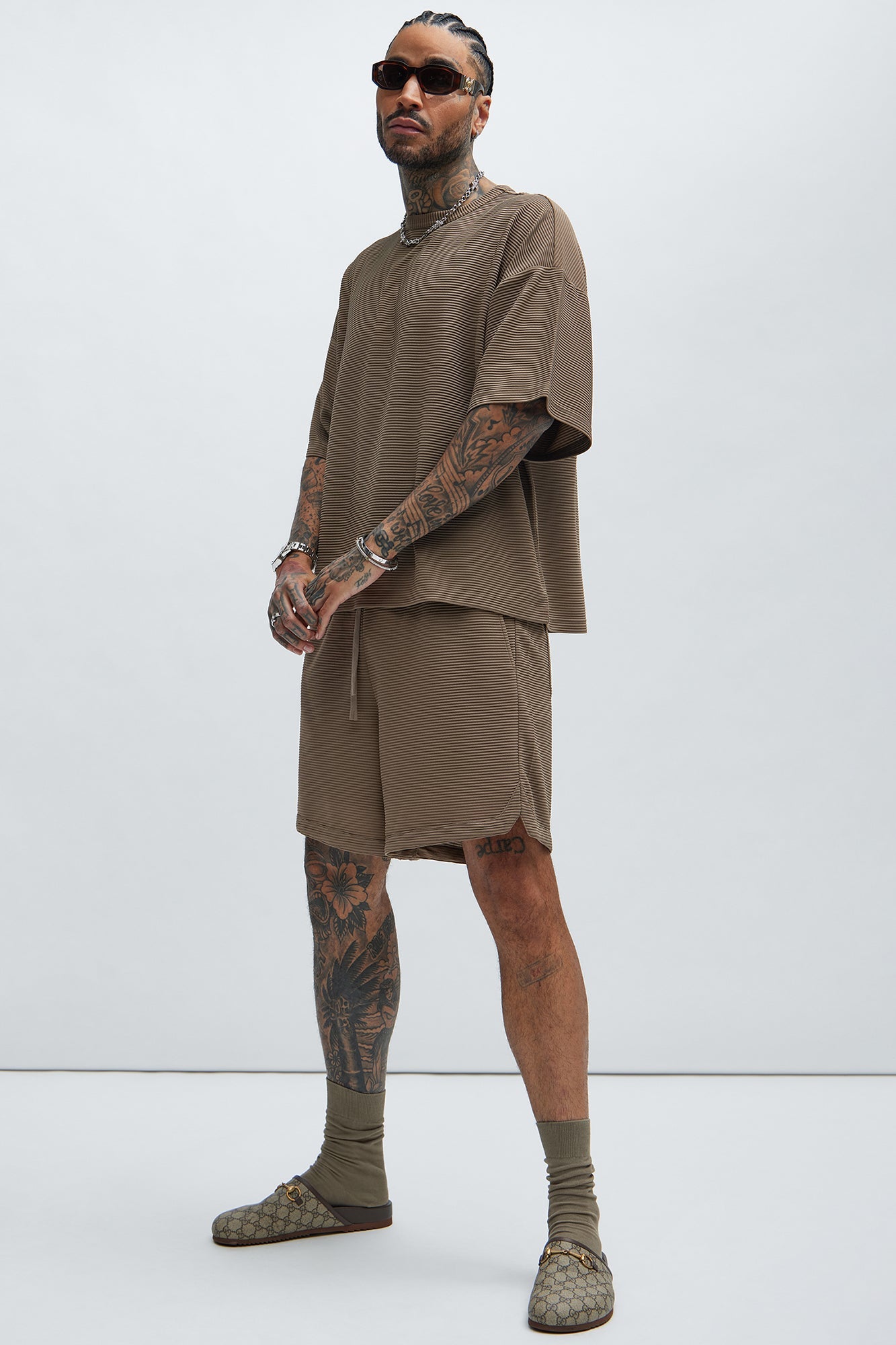 Zyler Textured Boxy Short Sleeve Tee - Taupe Fashion Nova