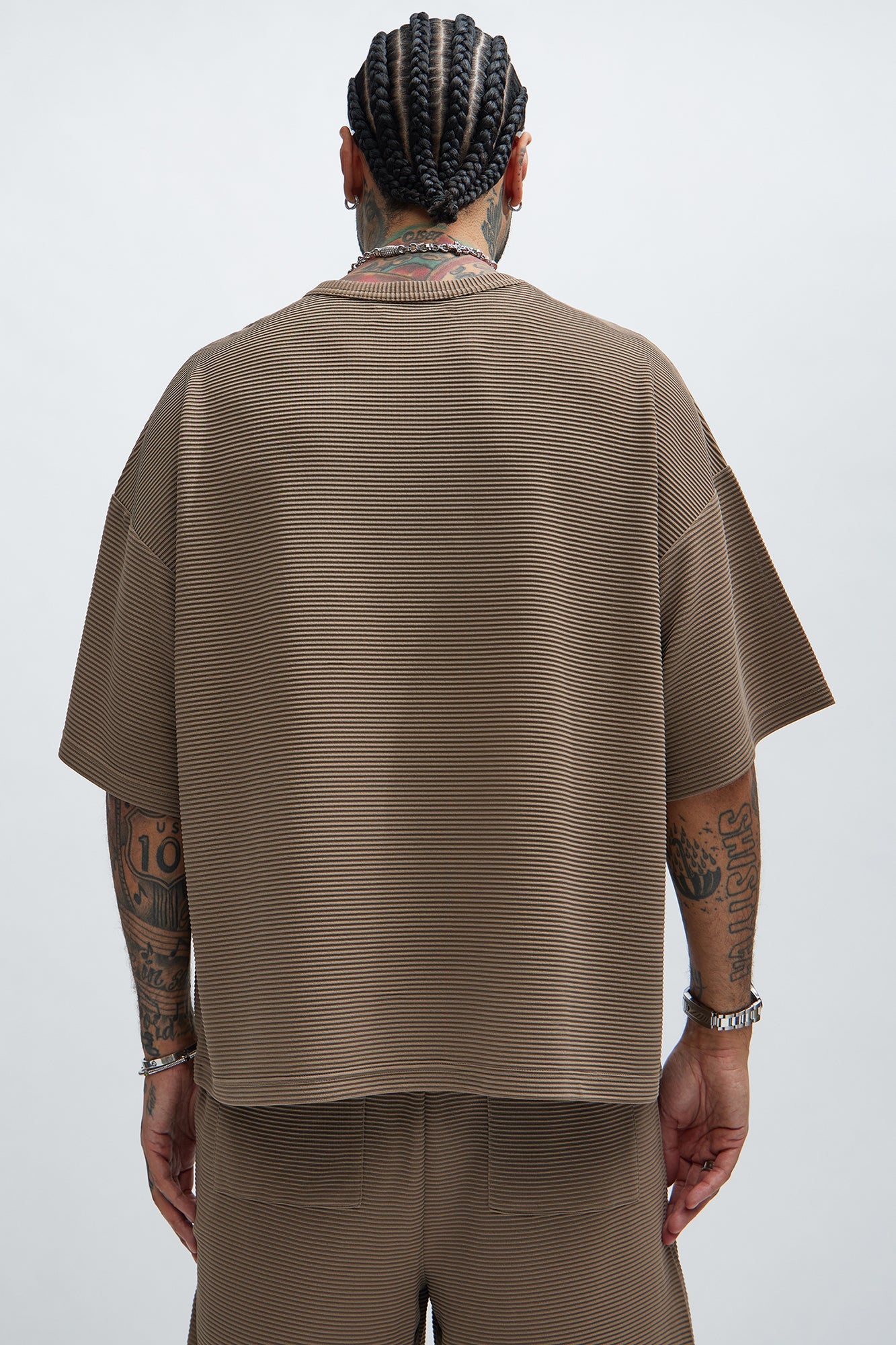 Zyler Textured Boxy Short Sleeve Tee - Taupe Fashion Nova
