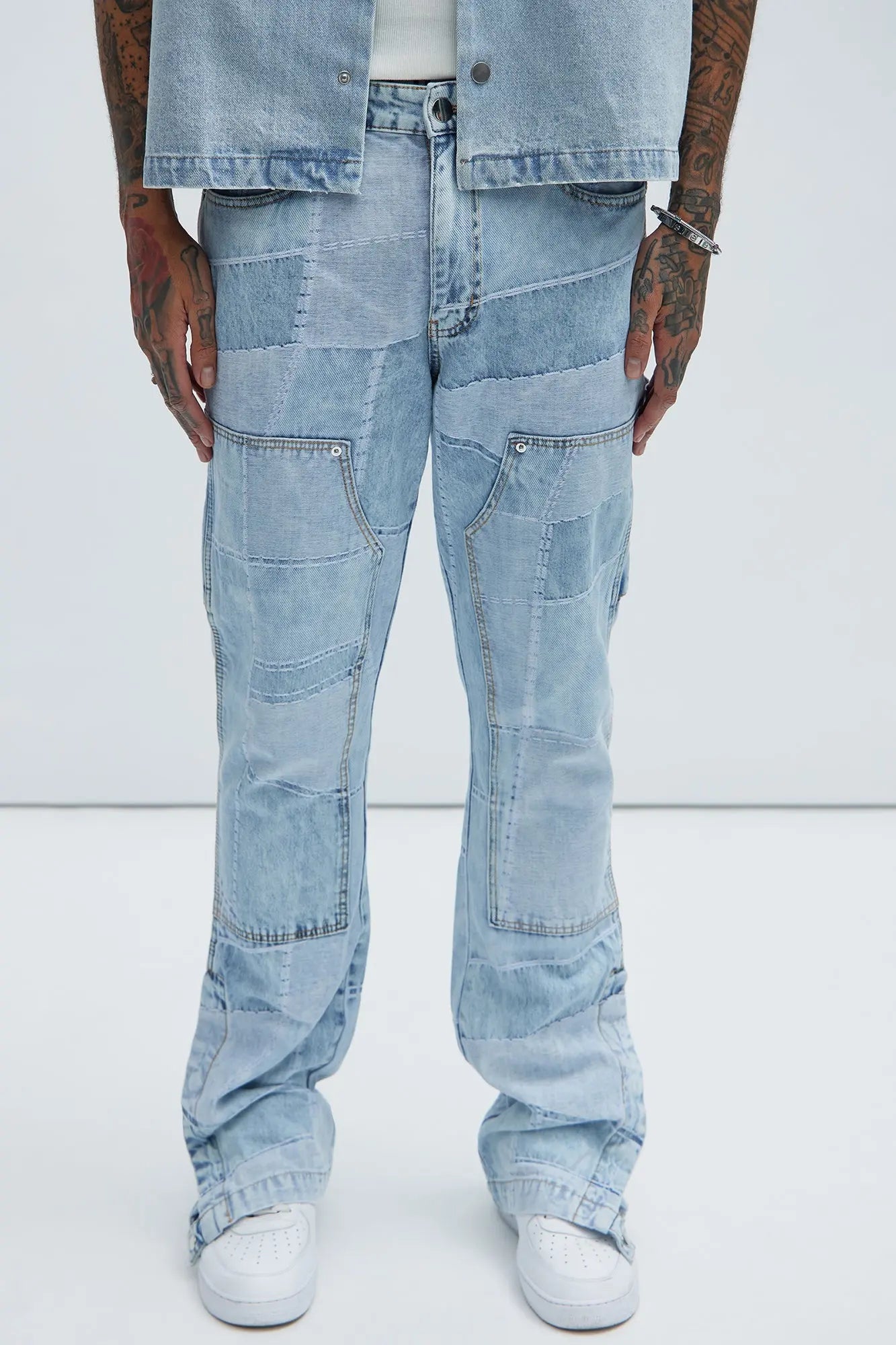 Verdugo Carpenter Flare Jeans - Light Blue Wash Fashion Nova