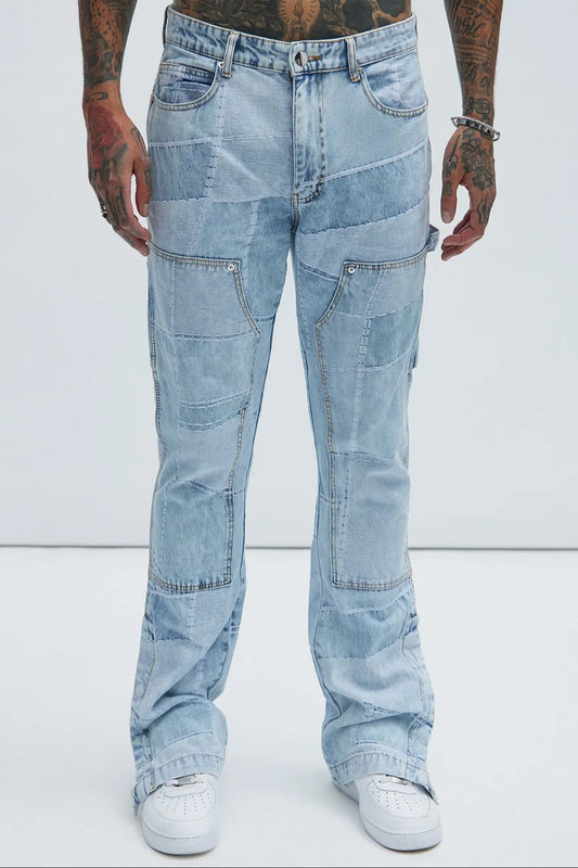 Verdugo Carpenter Flare Jeans - Light Blue Wash Fashion Nova