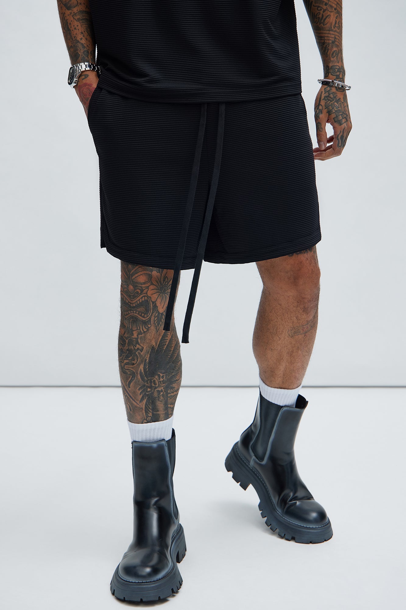 Zyler Textured Shorts - Black Fashion Nova