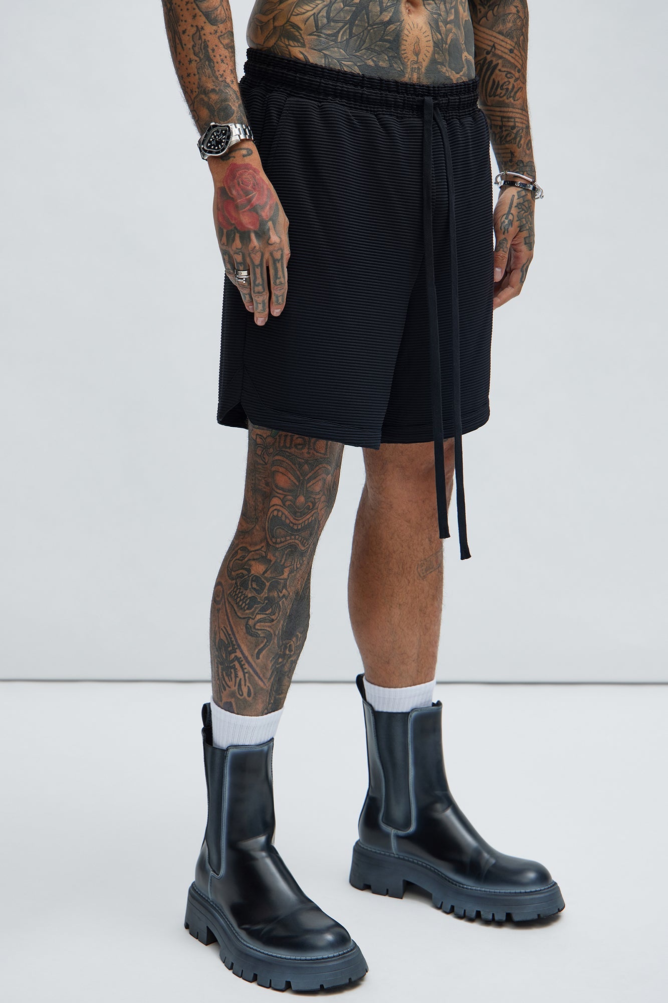 Zyler Textured Shorts - Black Fashion Nova