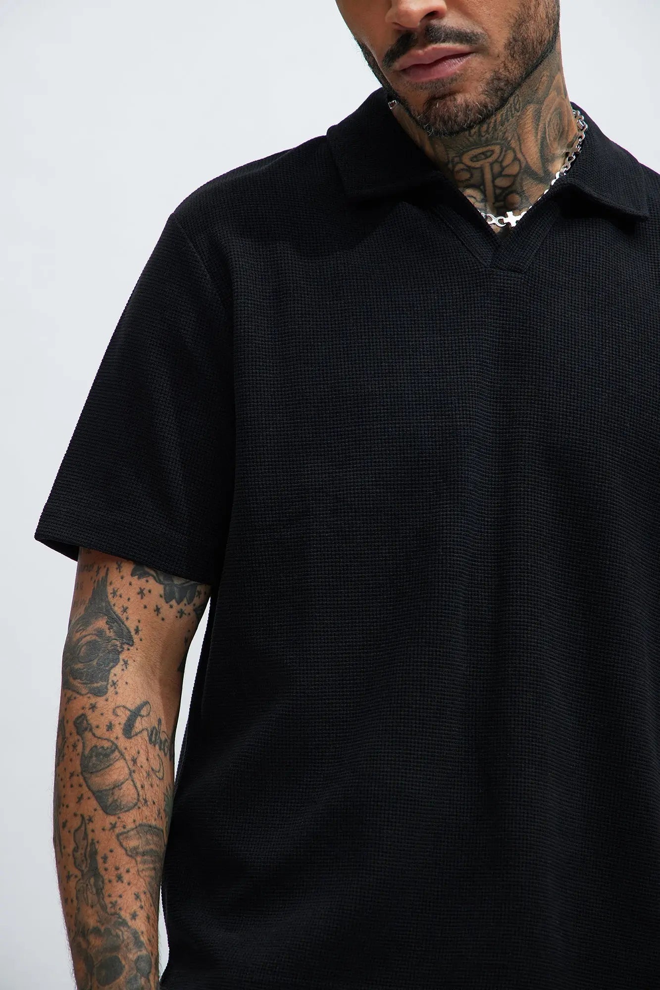 Cairo Textured Polo - Black Fashion Nova