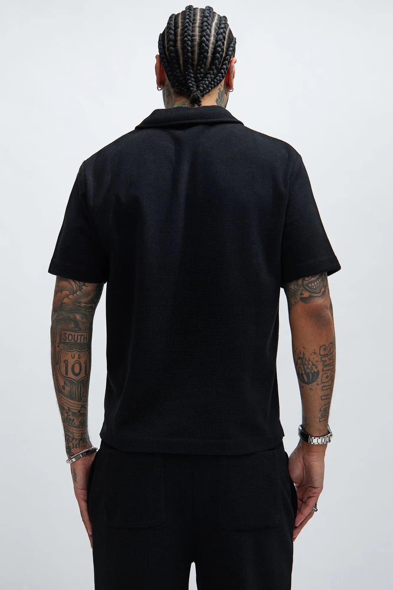 Cairo Textured Polo - Black Fashion Nova
