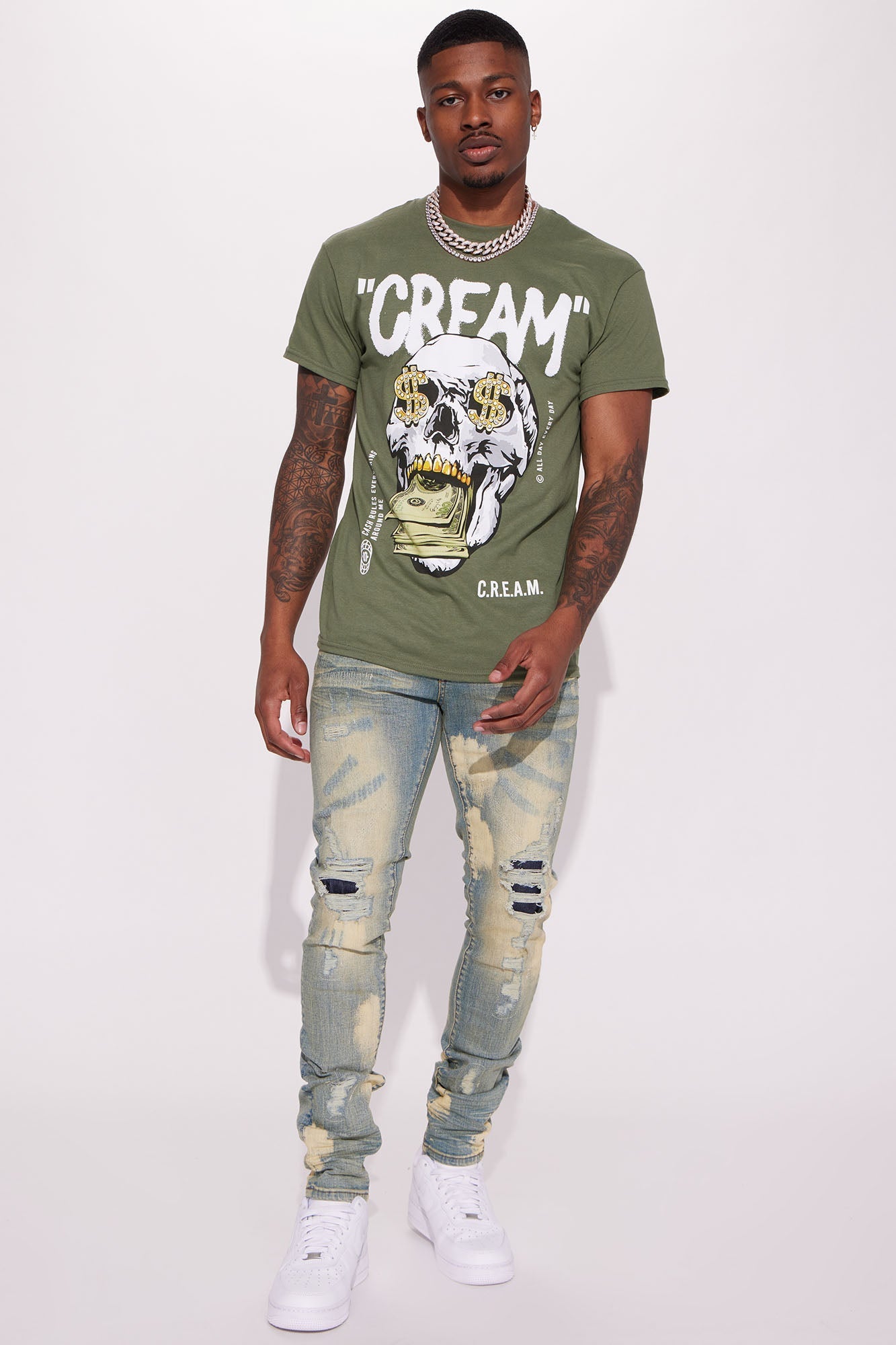 Cream All Day Short Sleeve Tee - Sage Fashion Nova