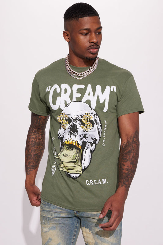 Cream All Day Short Sleeve Tee - Sage Fashion Nova