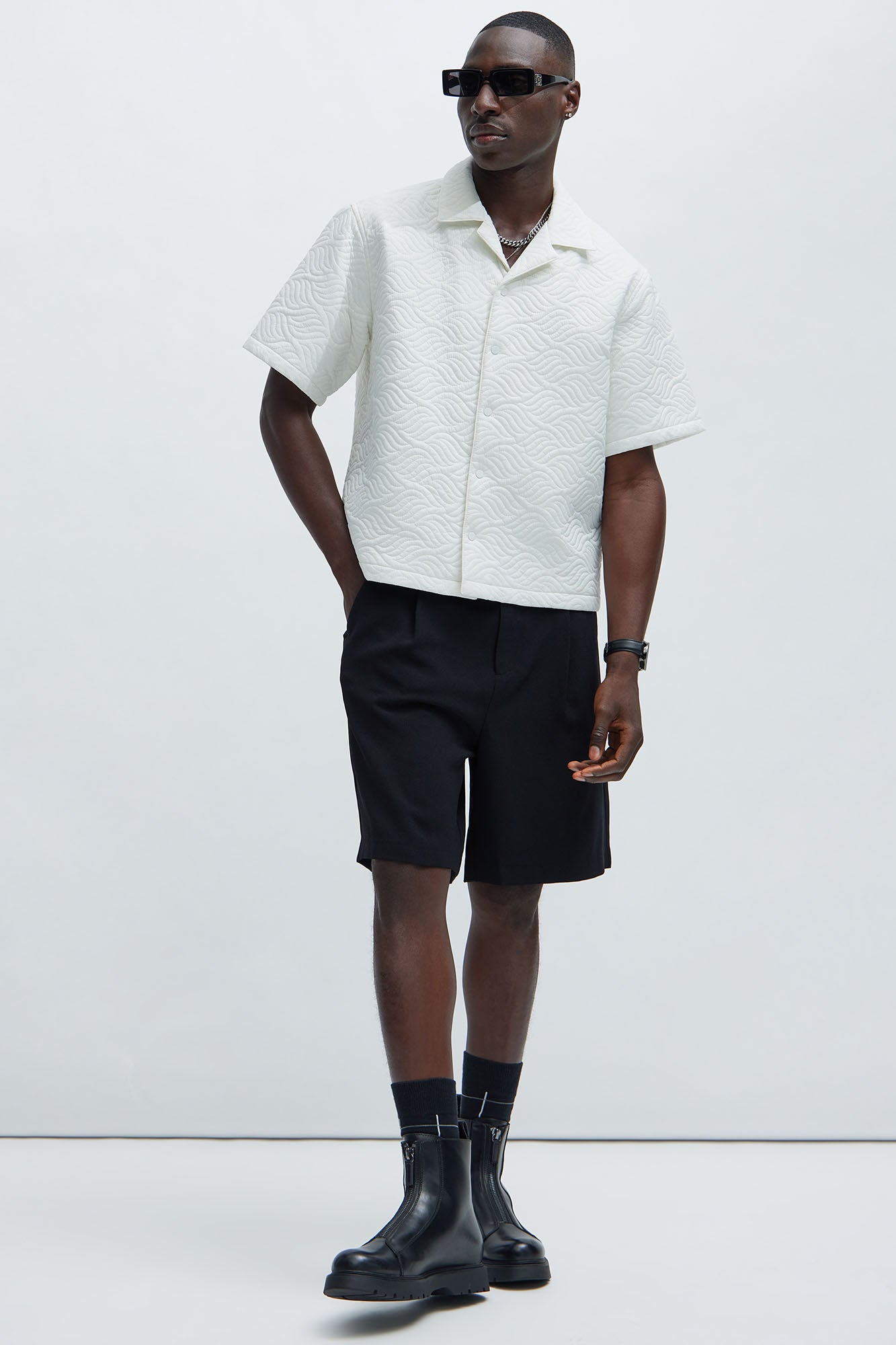 Java Quilted Nylon Shirt - White Fashion Nova