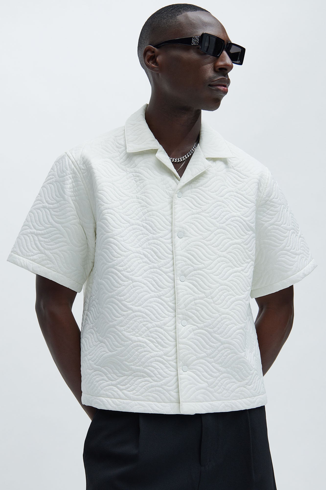 Java Quilted Nylon Shirt - White Fashion Nova