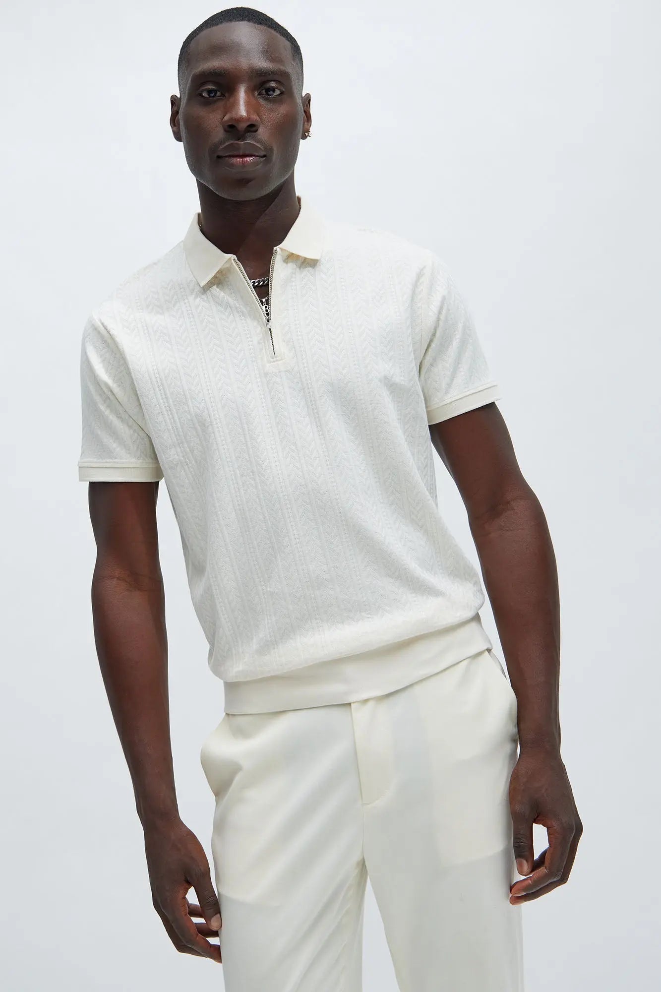 Money Matters Short Sleeve Polo - Off White Fashion Nova
