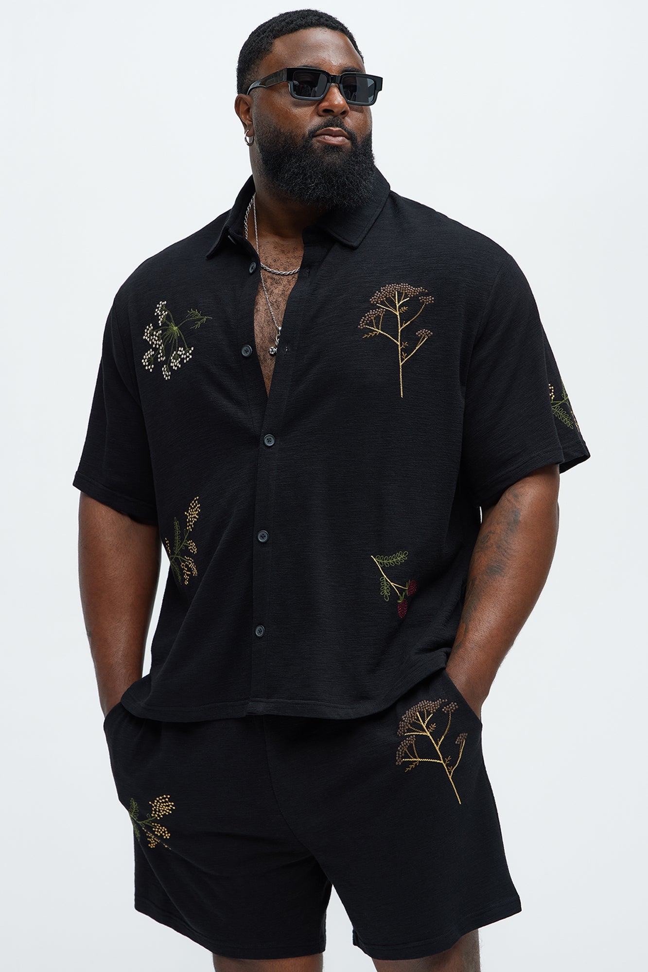 Berries And Bloom Embroidered Shirt - Black Fashion Nova