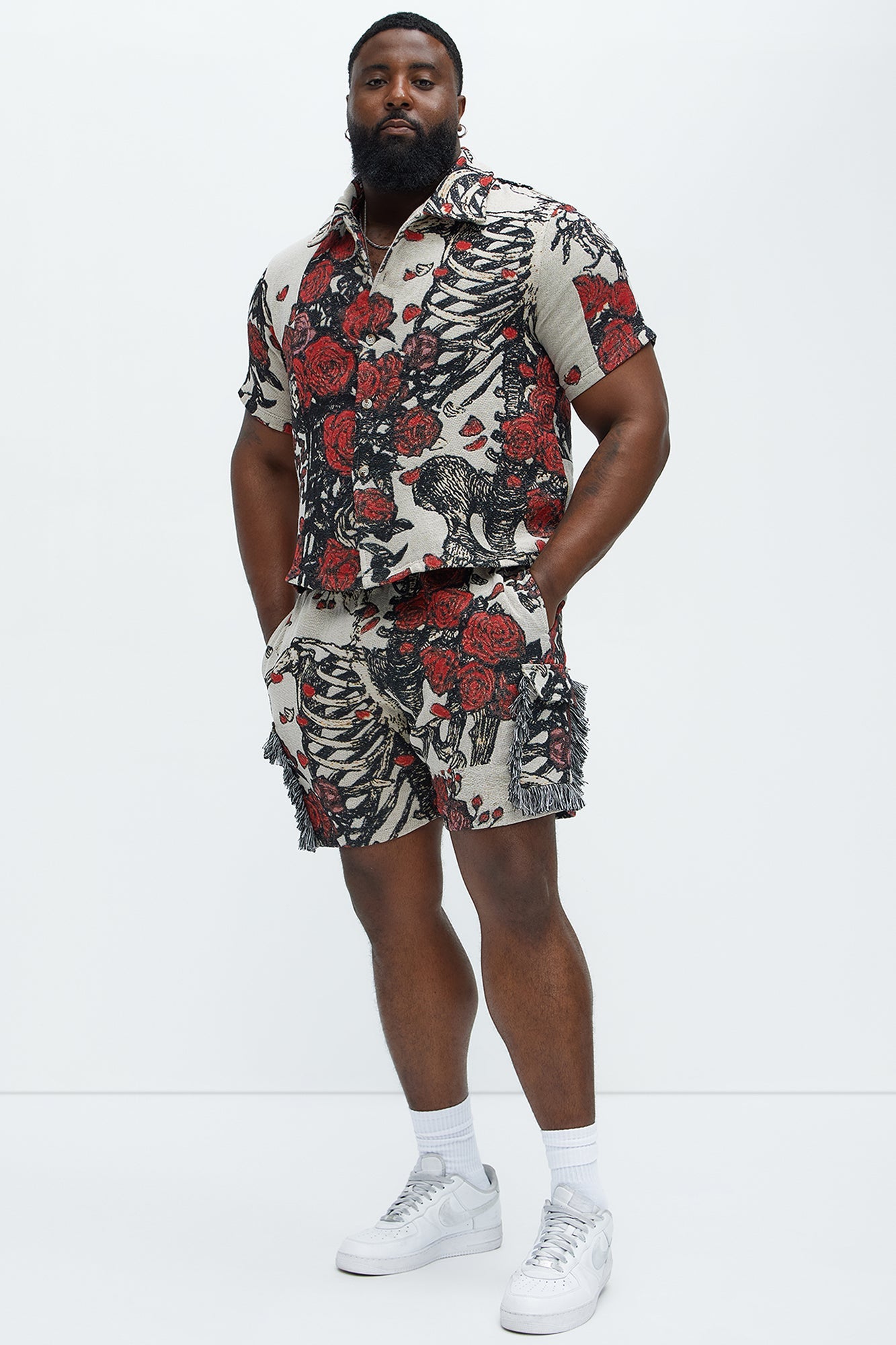Petals Tapestry Shorts - Red/combo Fashion Nova