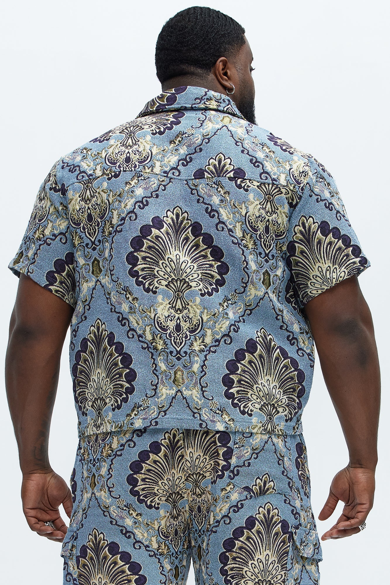 Highland Tapestry Short Sleeve Button Up Shirt - Blue/combo Fashion Nova