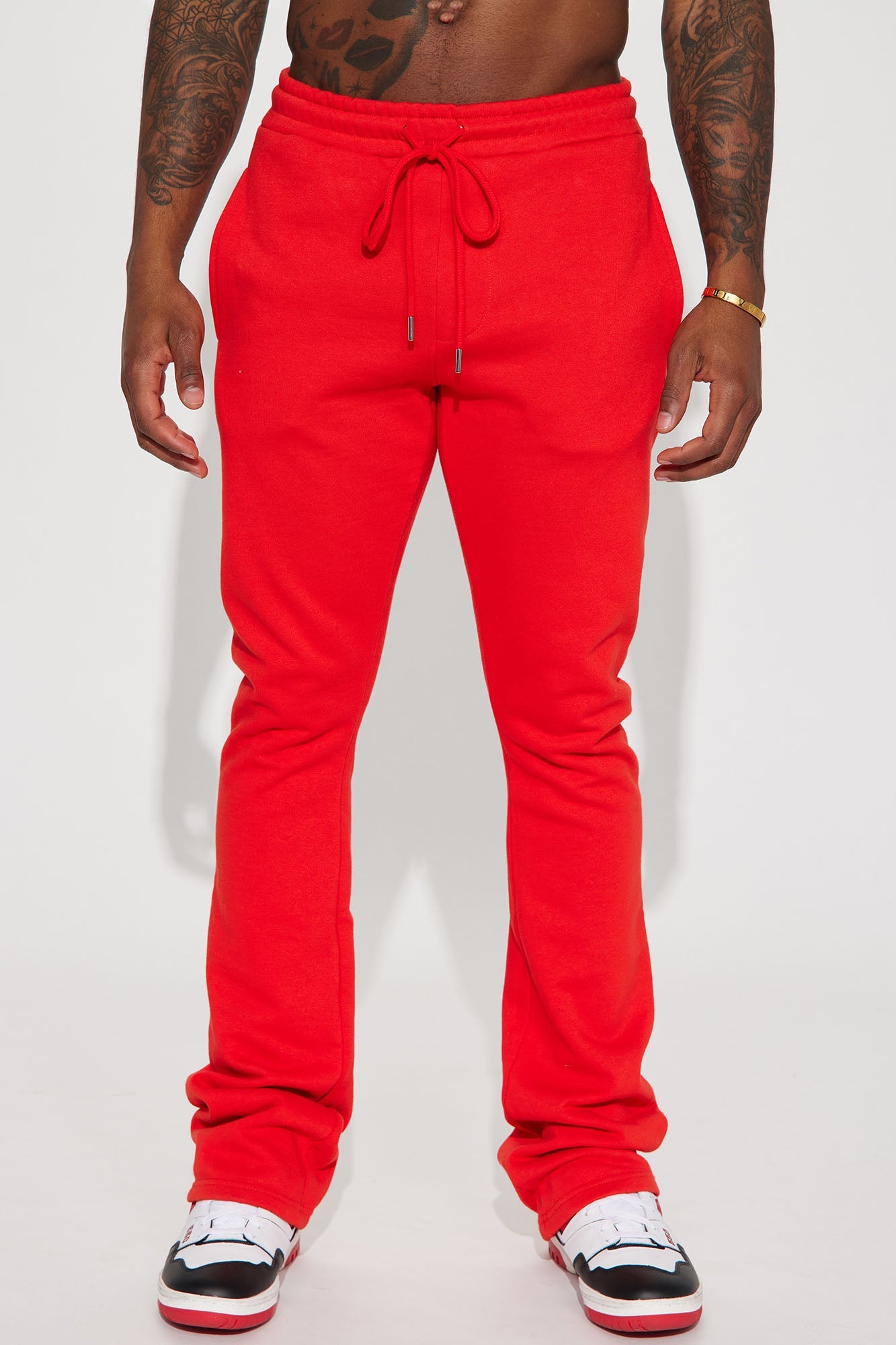 Tyson Skinny Stacked Flare Sweatpant - Red Fashion Nova