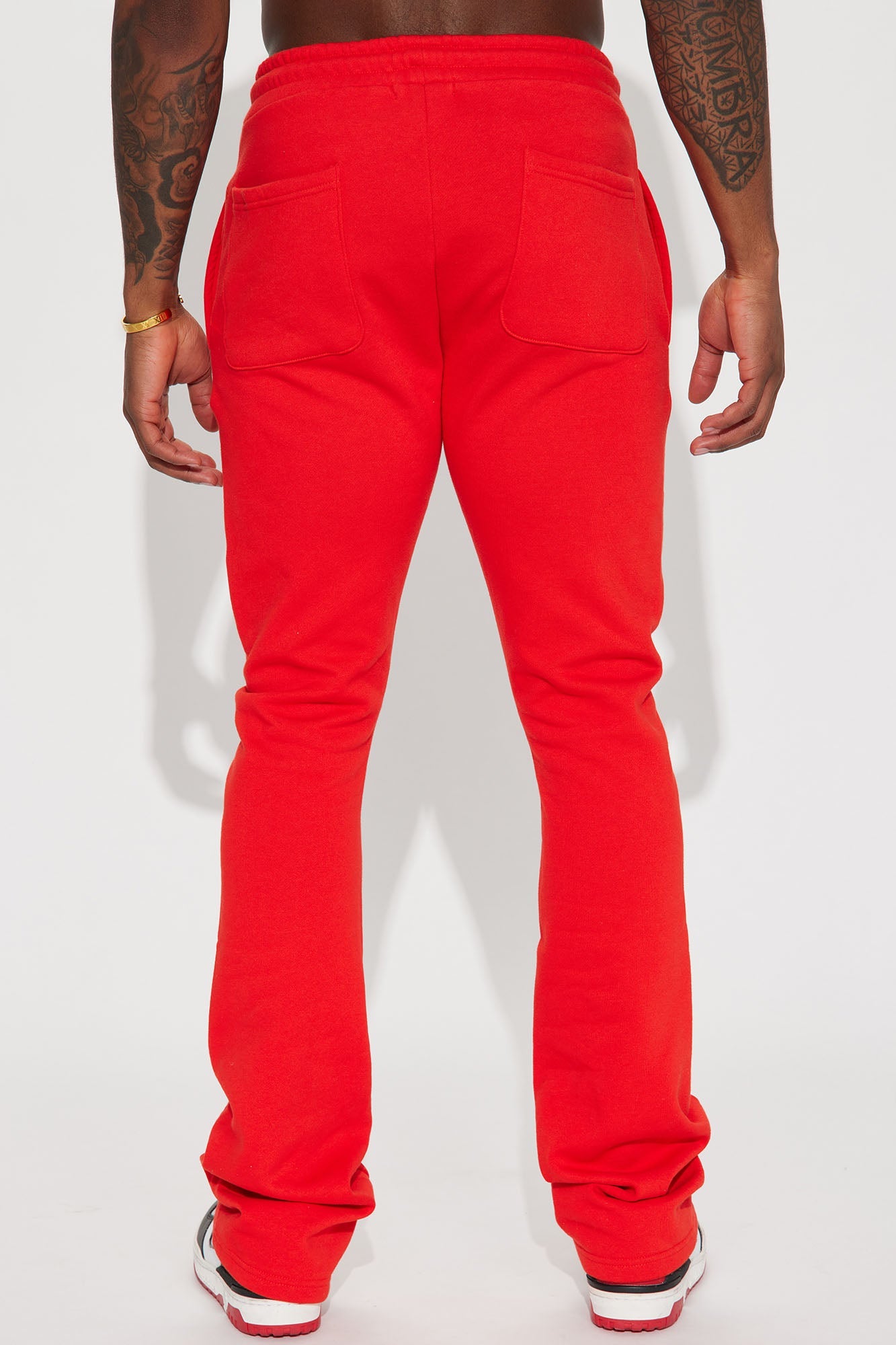 Tyson Skinny Stacked Flare Sweatpant - Red Fashion Nova