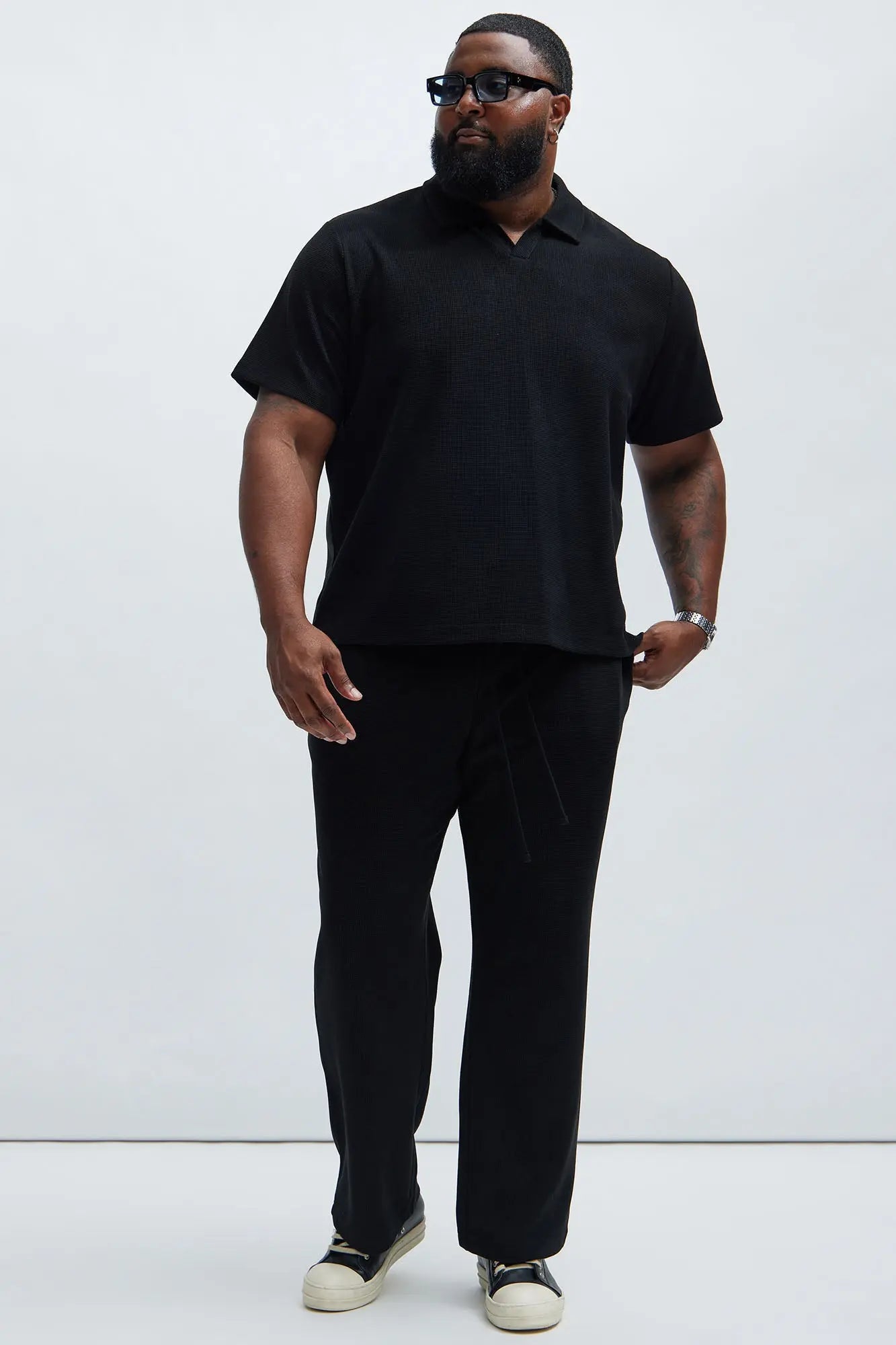 Cairo Textured Polo - Black Fashion Nova