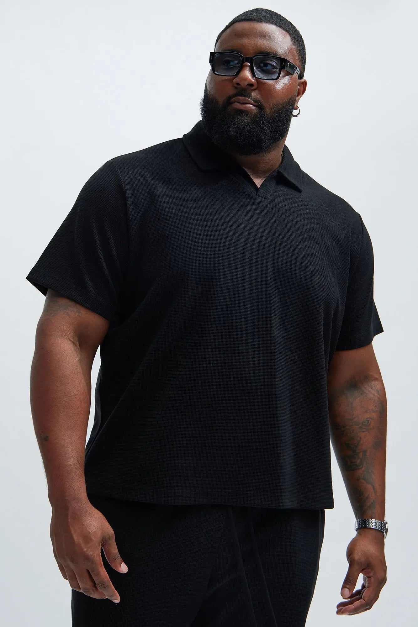 Cairo Textured Polo - Black Fashion Nova