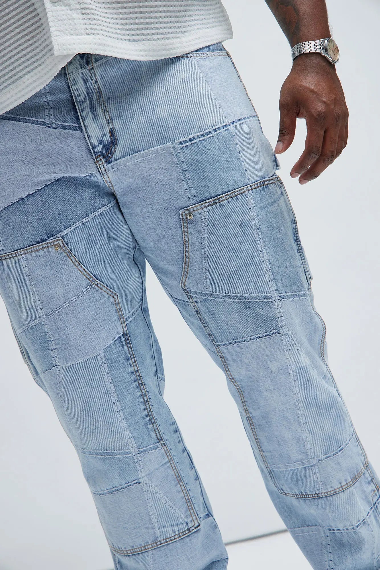 Verdugo Carpenter Flare Jeans - Light Blue Wash Fashion Nova