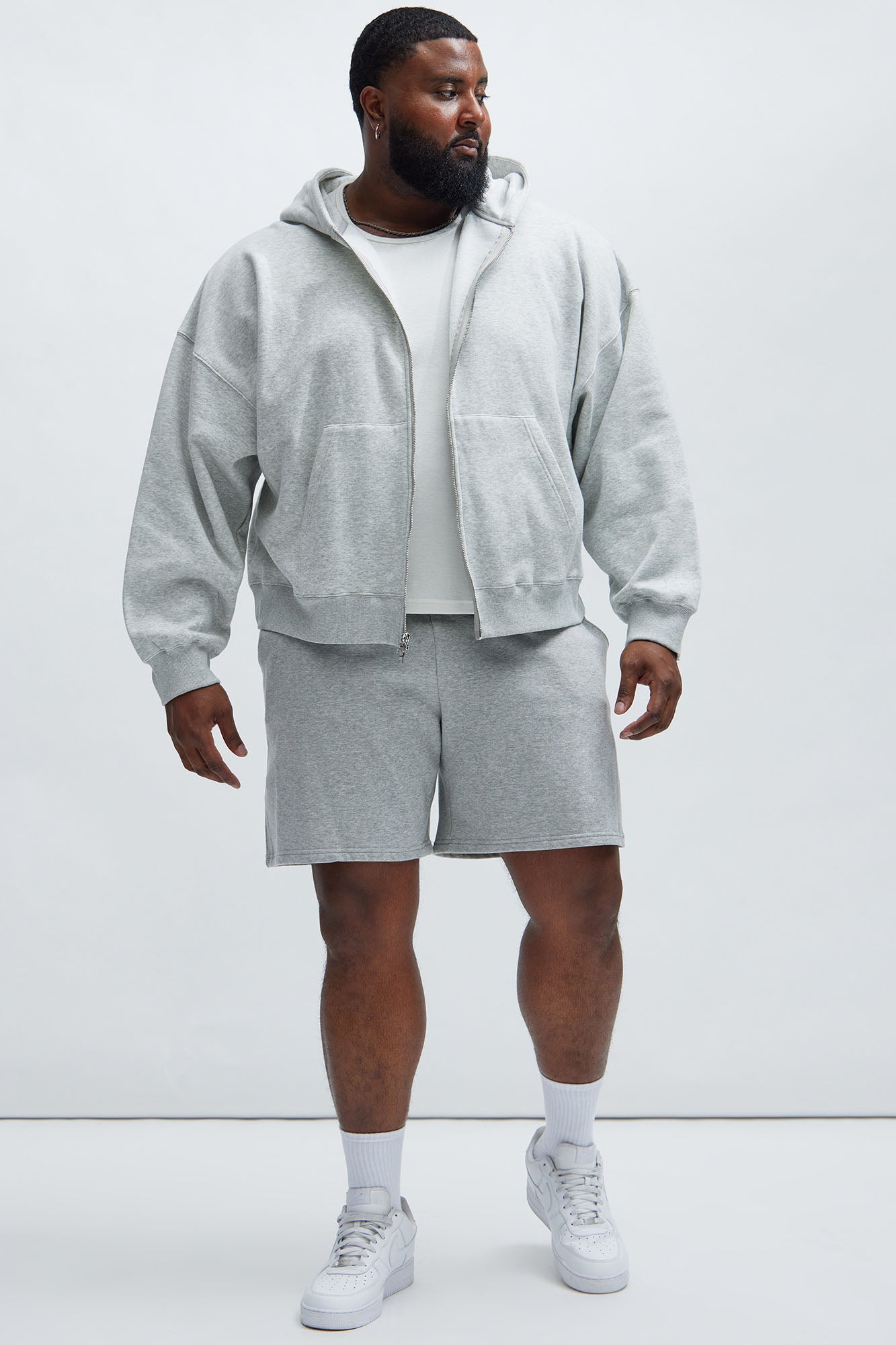 Tyson Oversized Heavyweight Zip Up - Heather Grey Fashion Nova