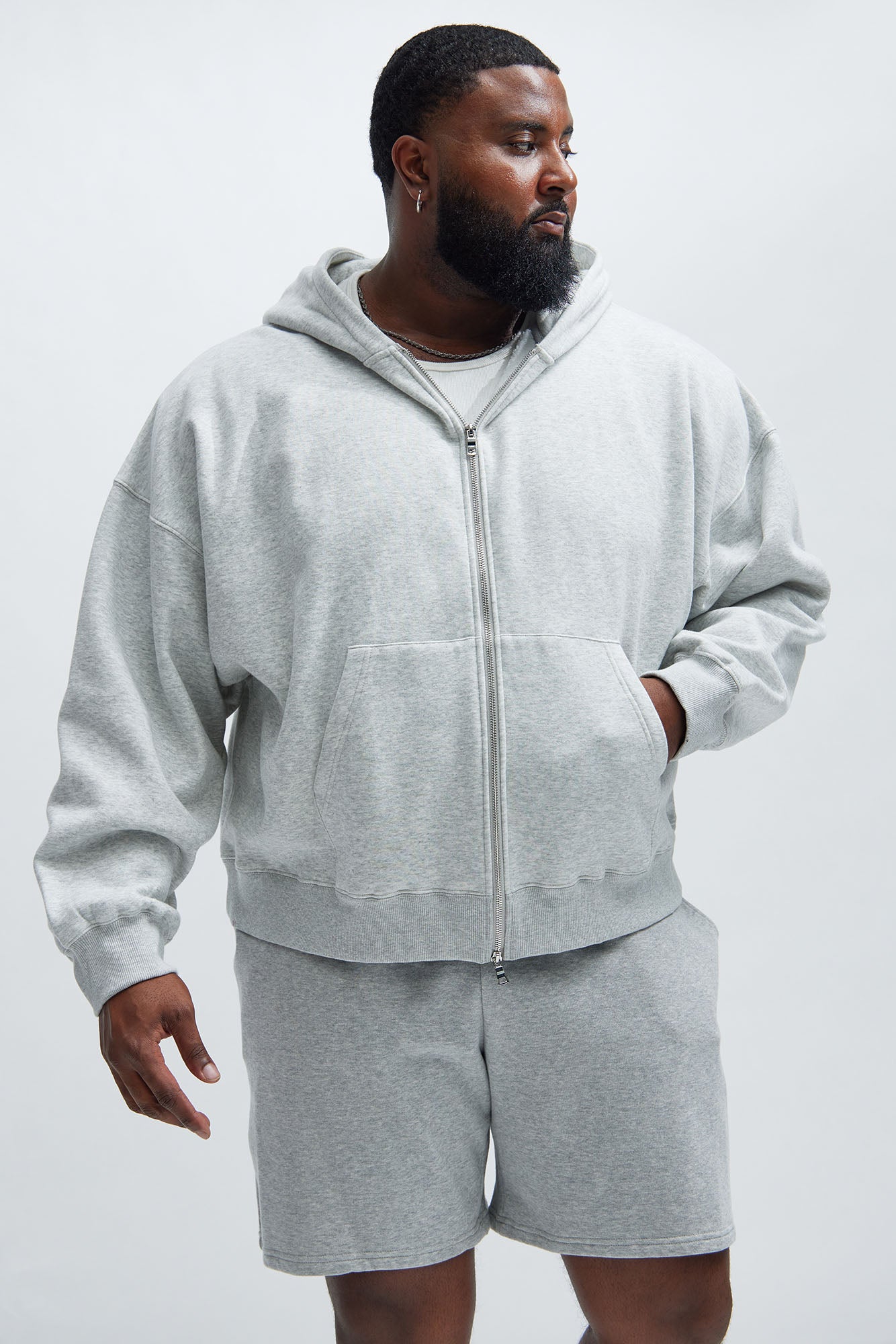 Tyson Oversized Heavyweight Zip Up - Heather Grey Fashion Nova
