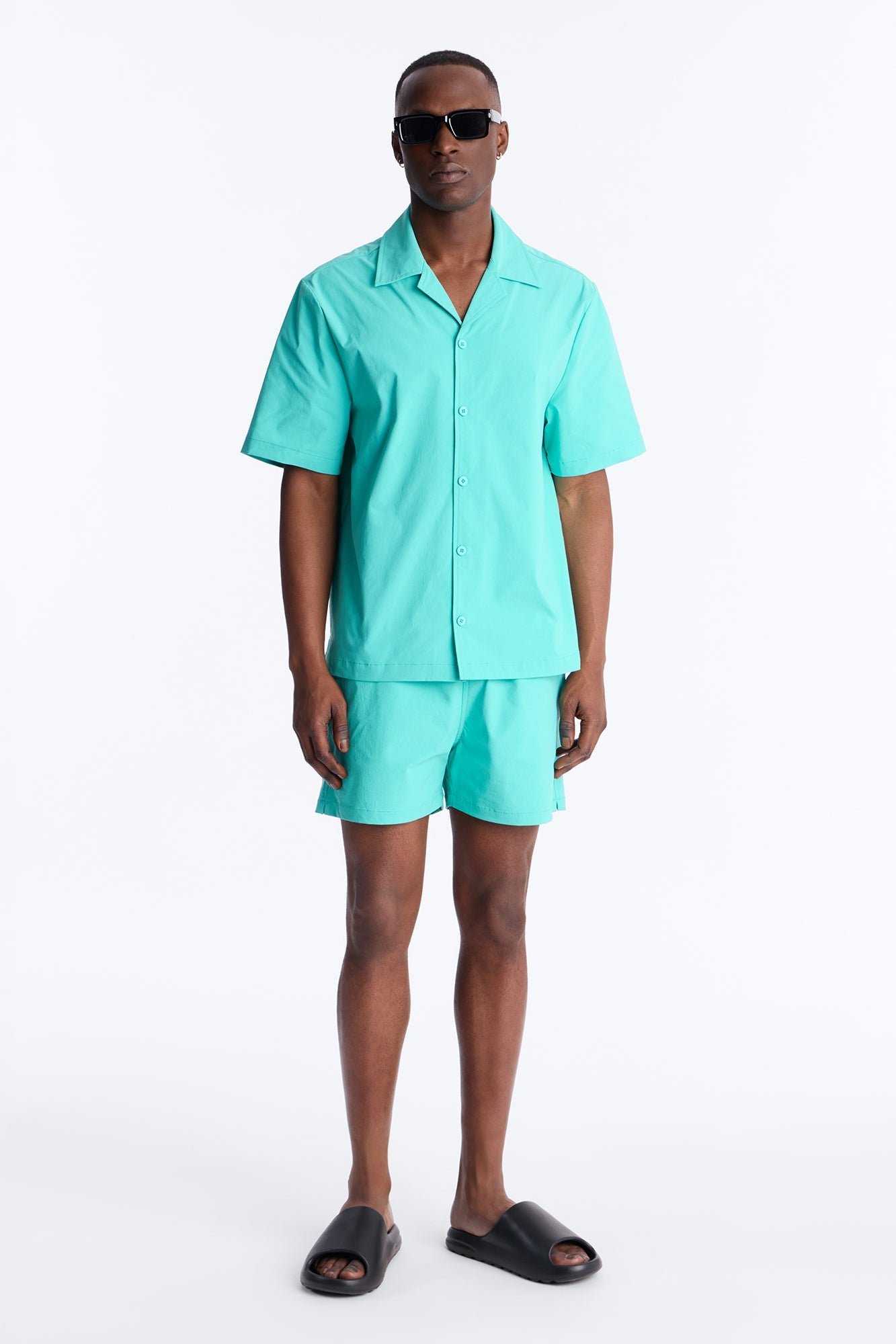 Montez Cuban Collar Button Up Shirt - Teal Fashion Nova