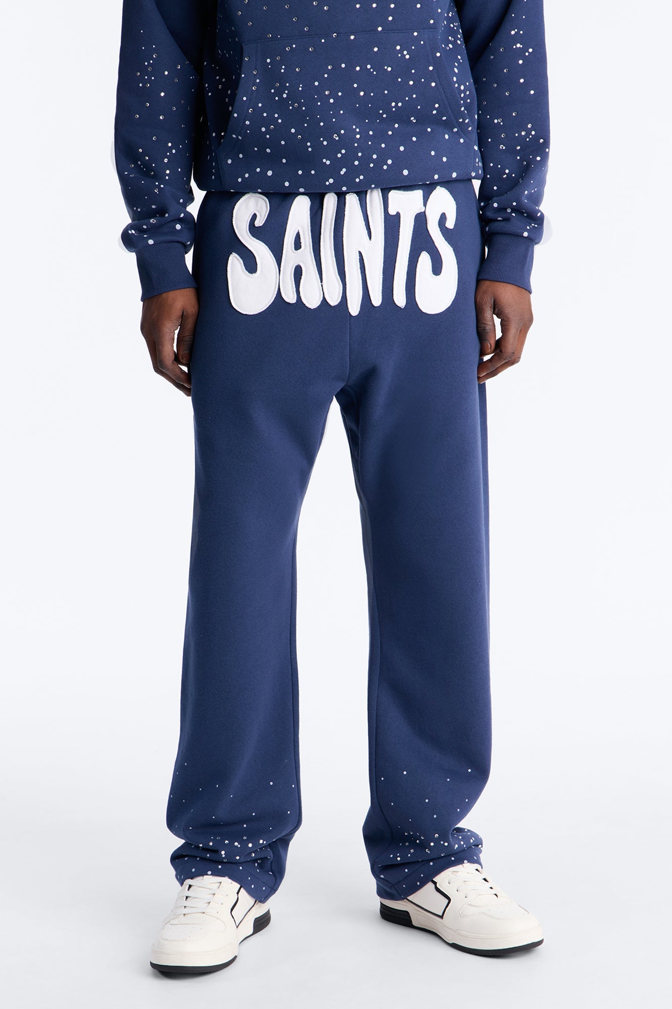 Saints Rhinestones Sweatpants - Navy Fashion Nova