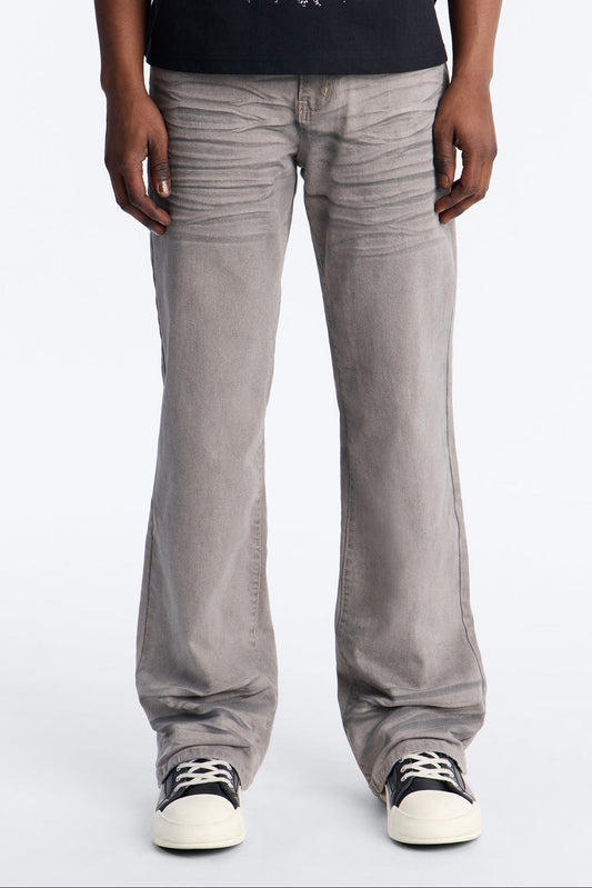 Worn In Stacked Slim Flare - Grey Fashion Nova