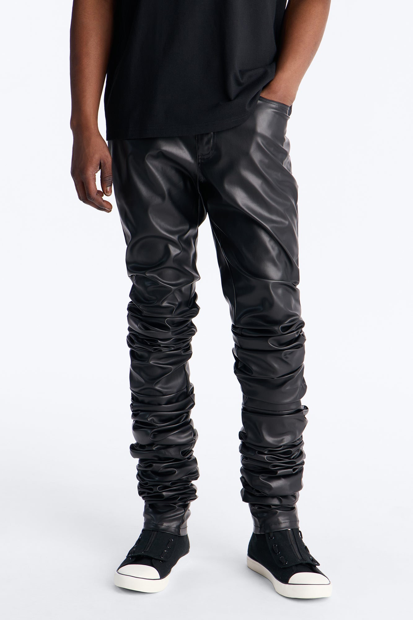 Skinny Ultra Stacked Faux Leather Pant - Black Fashion Nova