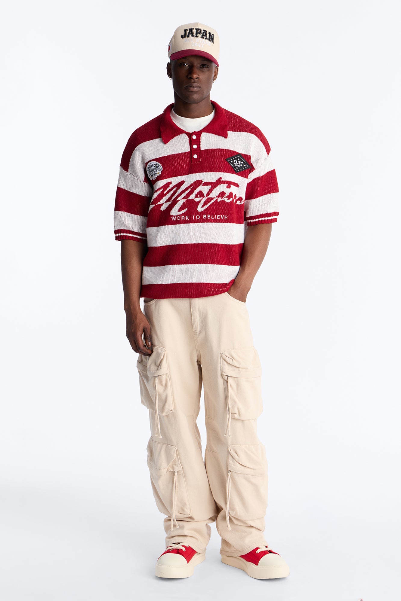Motion Lines Short Sleeve Polo - Burgundy Fashion Nova