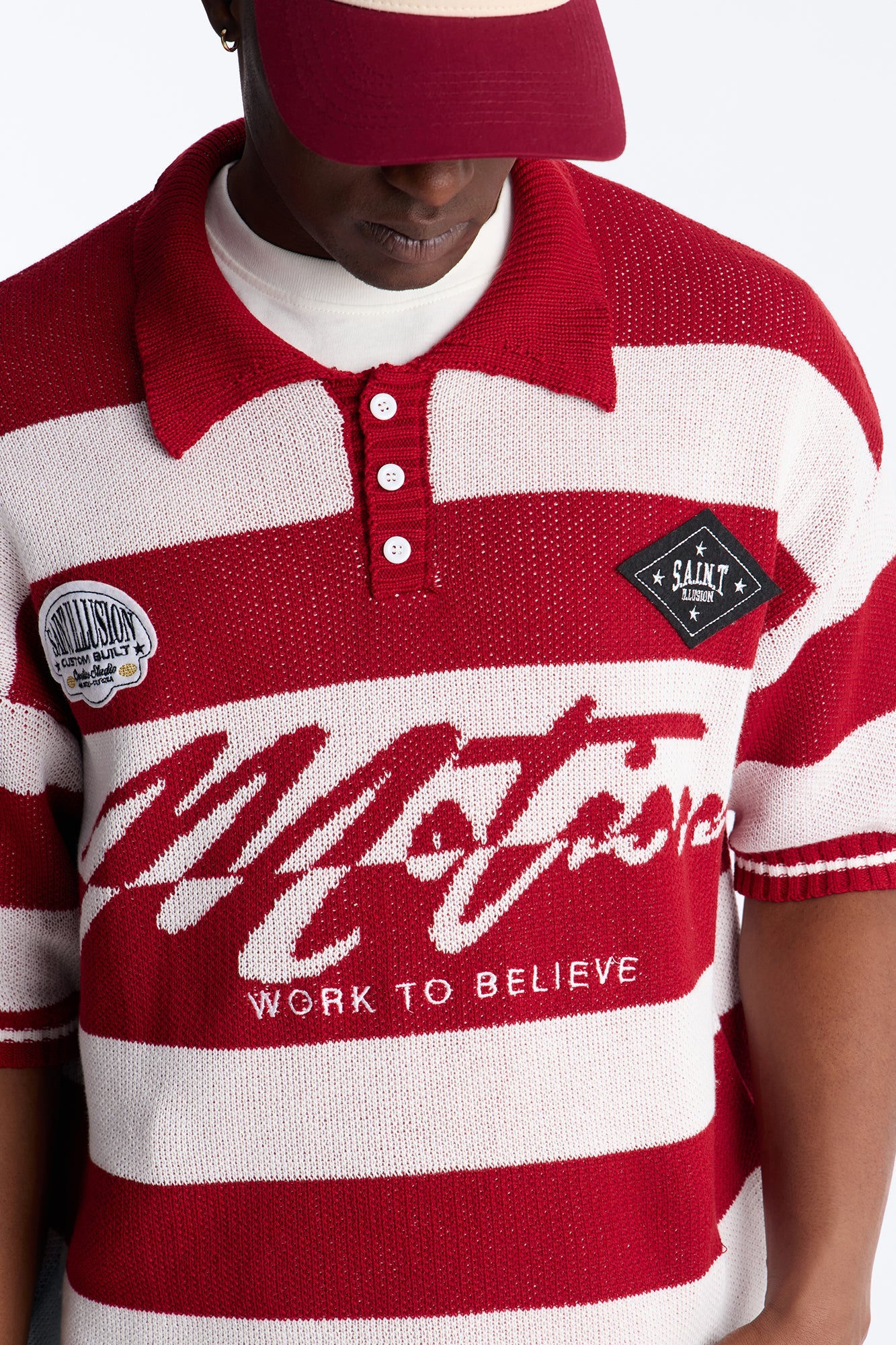 Motion Lines Short Sleeve Polo - Burgundy Fashion Nova
