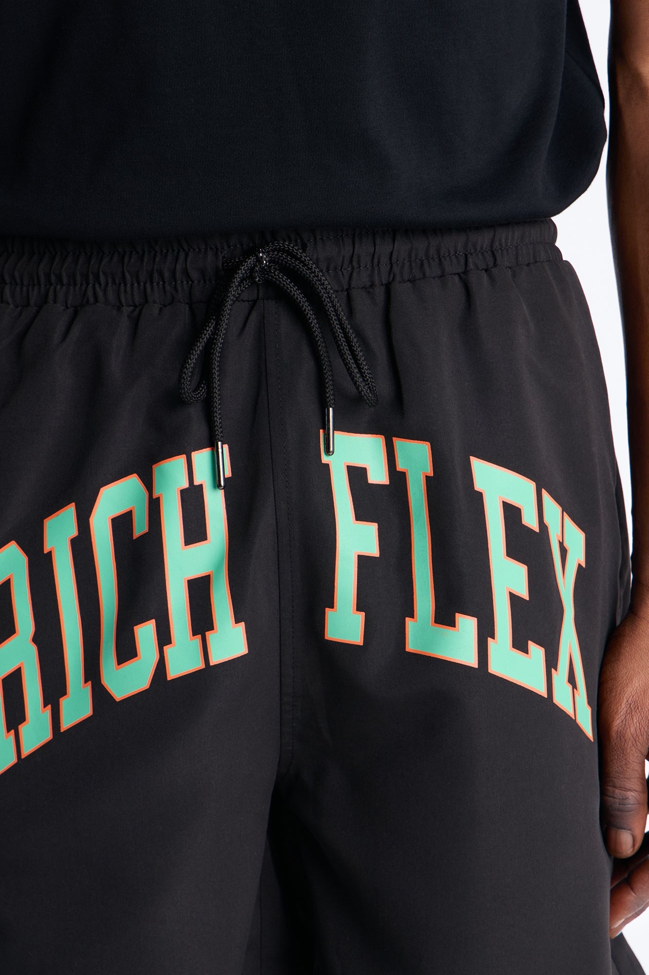 Rich Flex Swim Trunk 7″ - Black/Green Fashion Nova