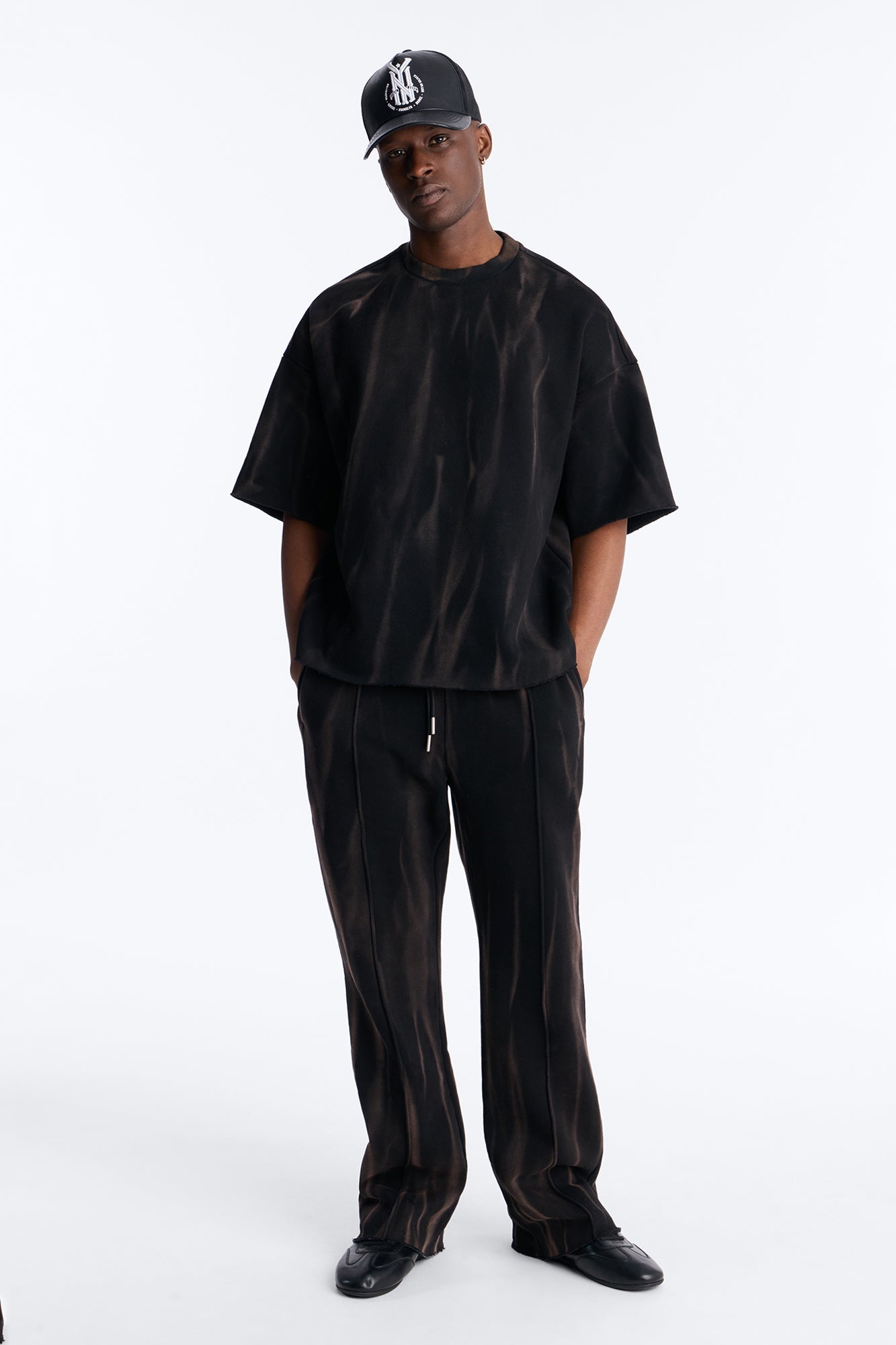 Oversized Bleach Washed Short Sleeve Fleece Tee - Black Fashion Nova