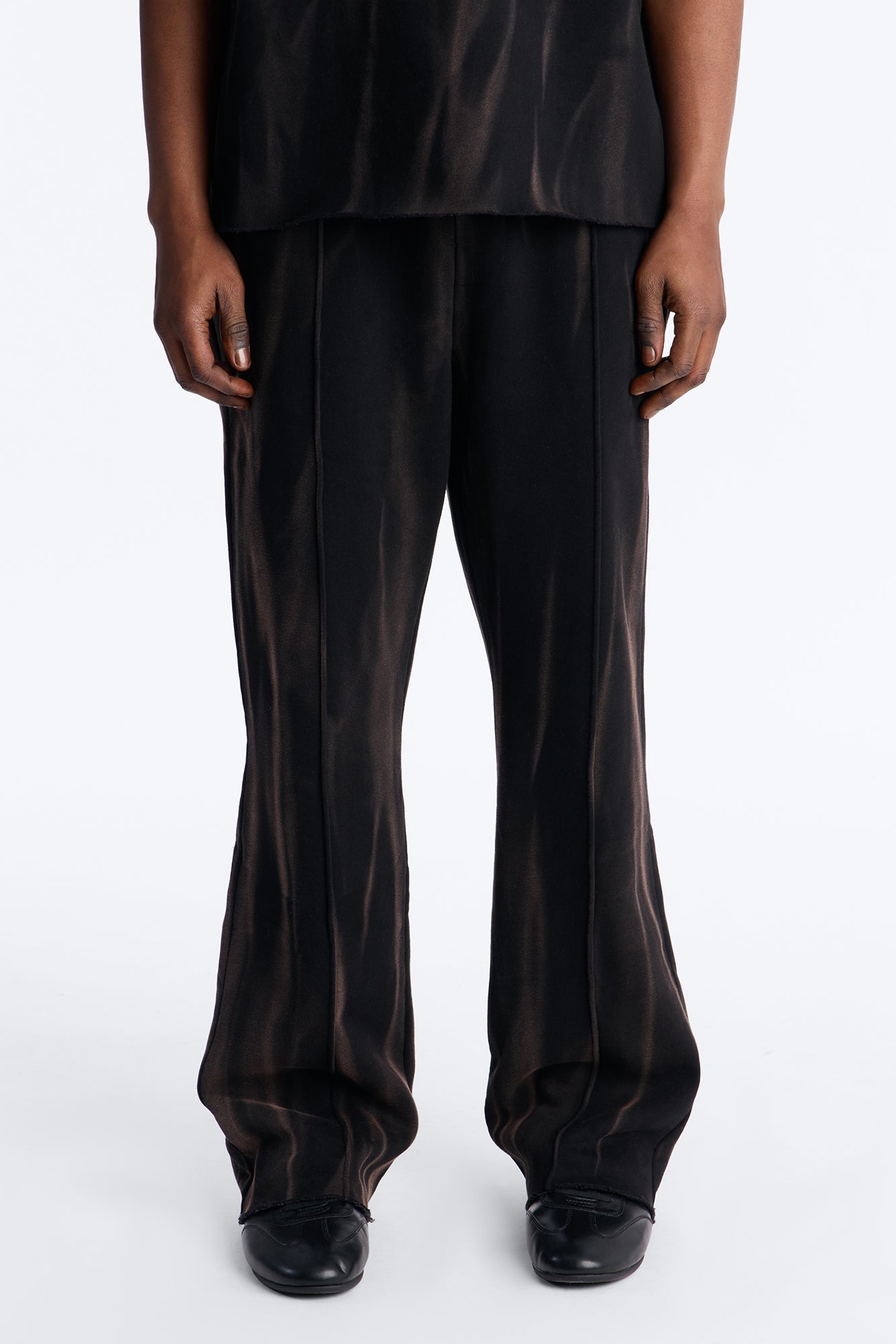 Slim Flare Bleach Washed Sweatpants - Black Fashion Nova