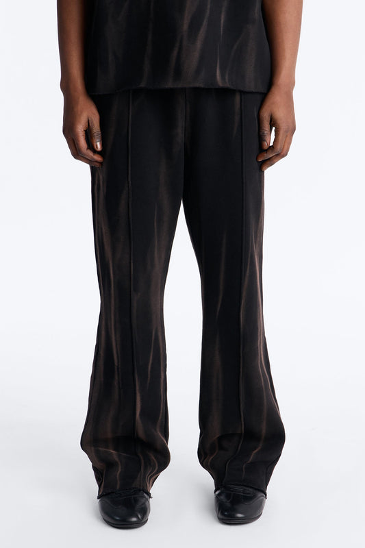 Slim Flare Bleach Washed Sweatpants - Black Fashion Nova