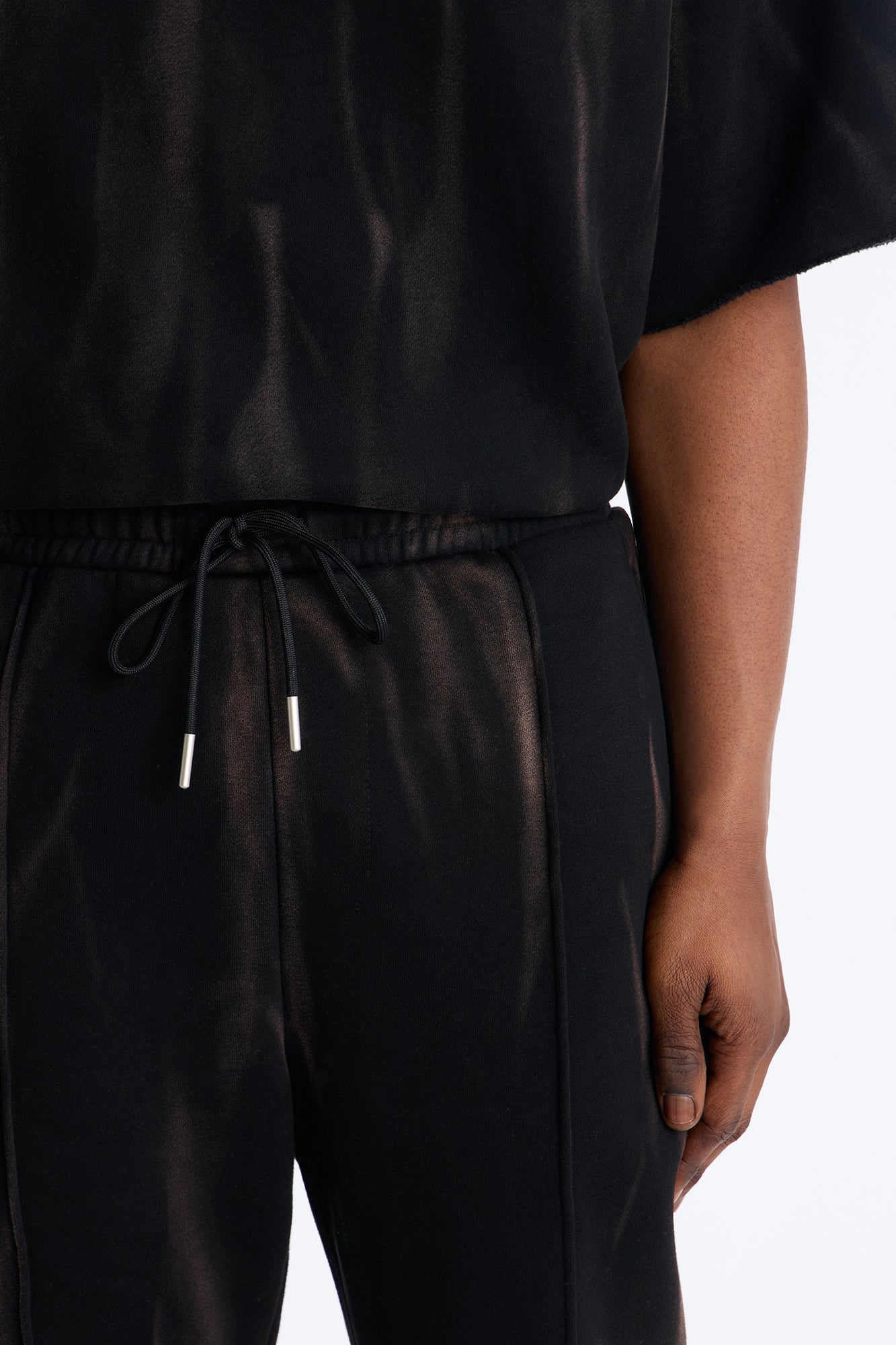 Slim Flare Bleach Washed Sweatpants - Black Fashion Nova